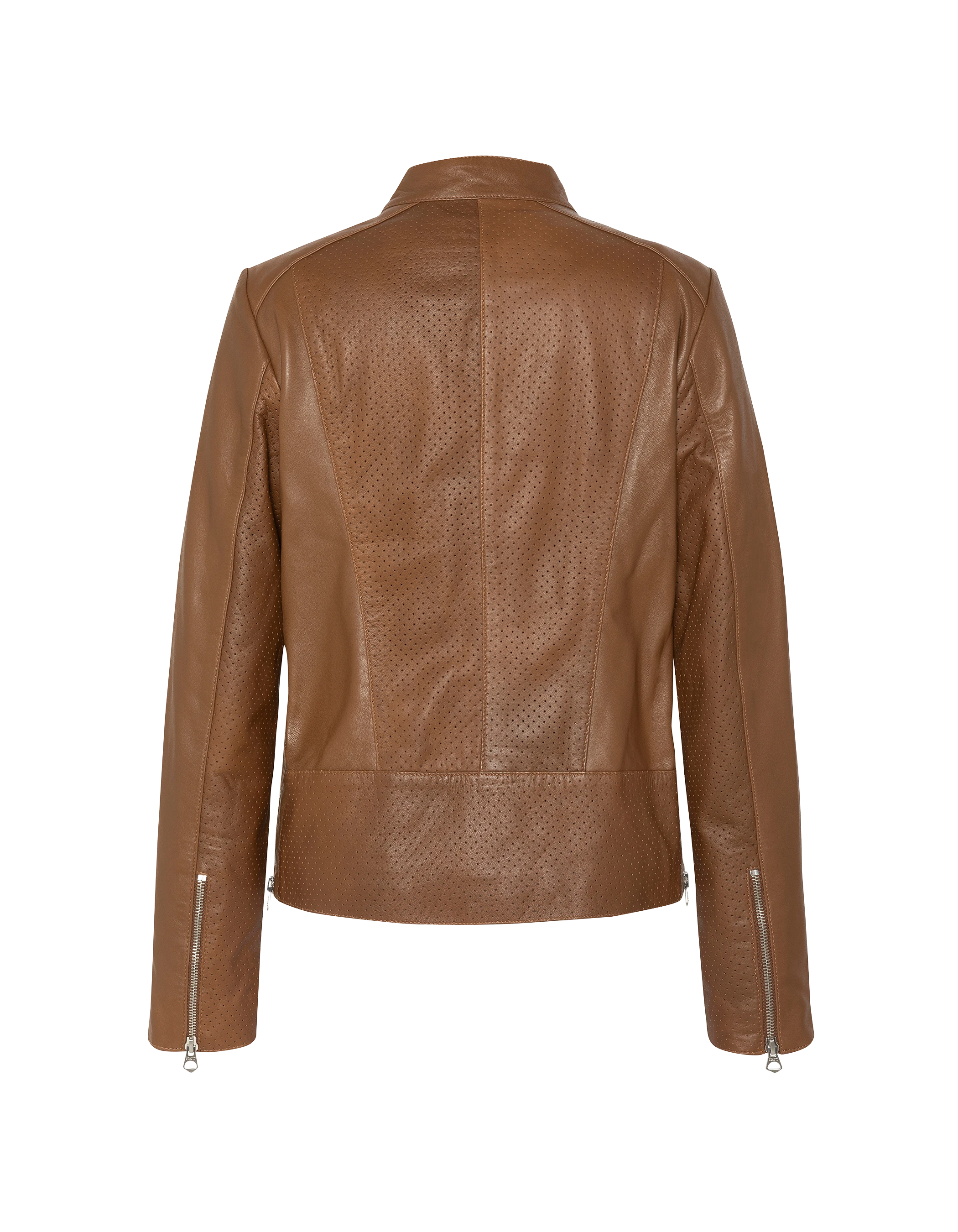 Blouson ajouré marron, cuir d’agneau-2