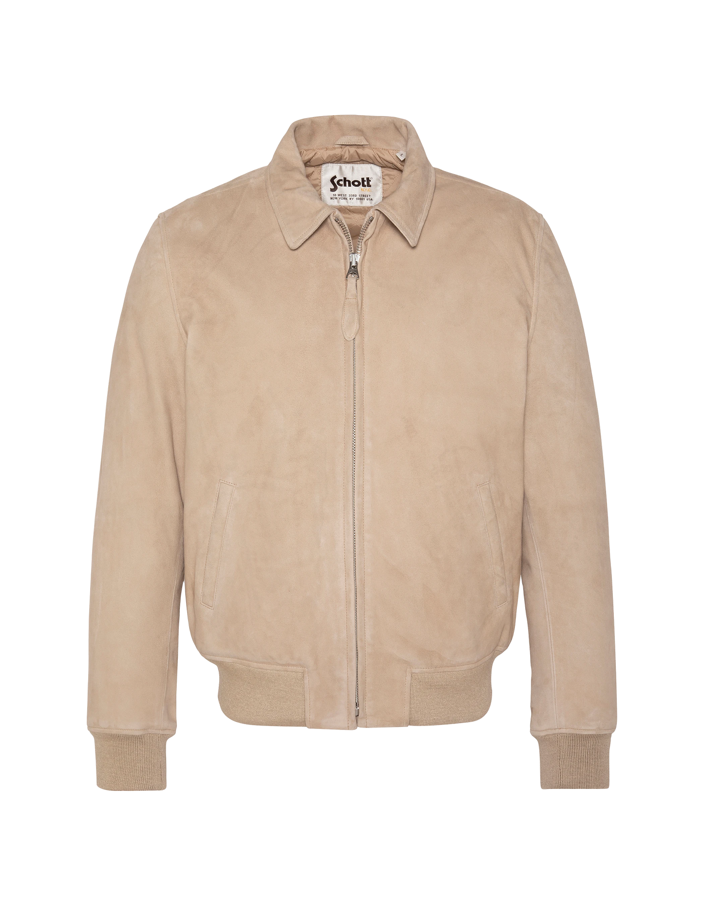 Blouson casual beige, cuir de chèvre velours