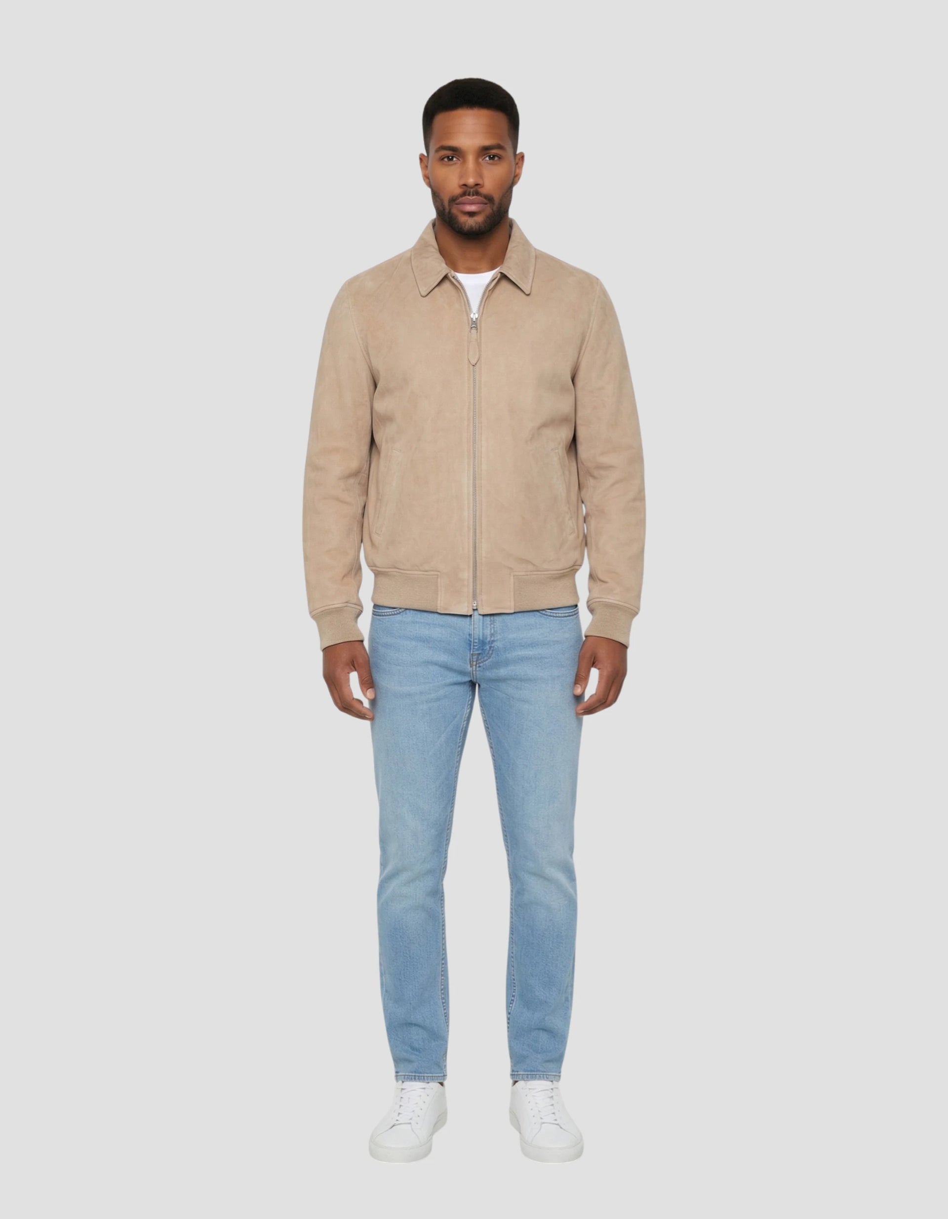 Casual beige jacket, leather goat suede - LCYALESS26 | Schott NYC®