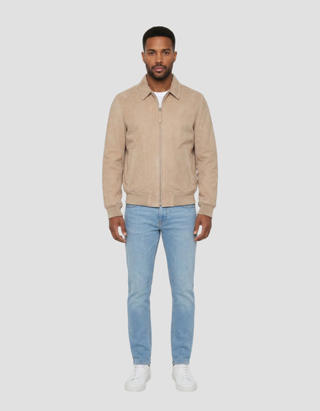 Casual beige jacket, leather goat suede - LCYALESS26 | Schott NYC®