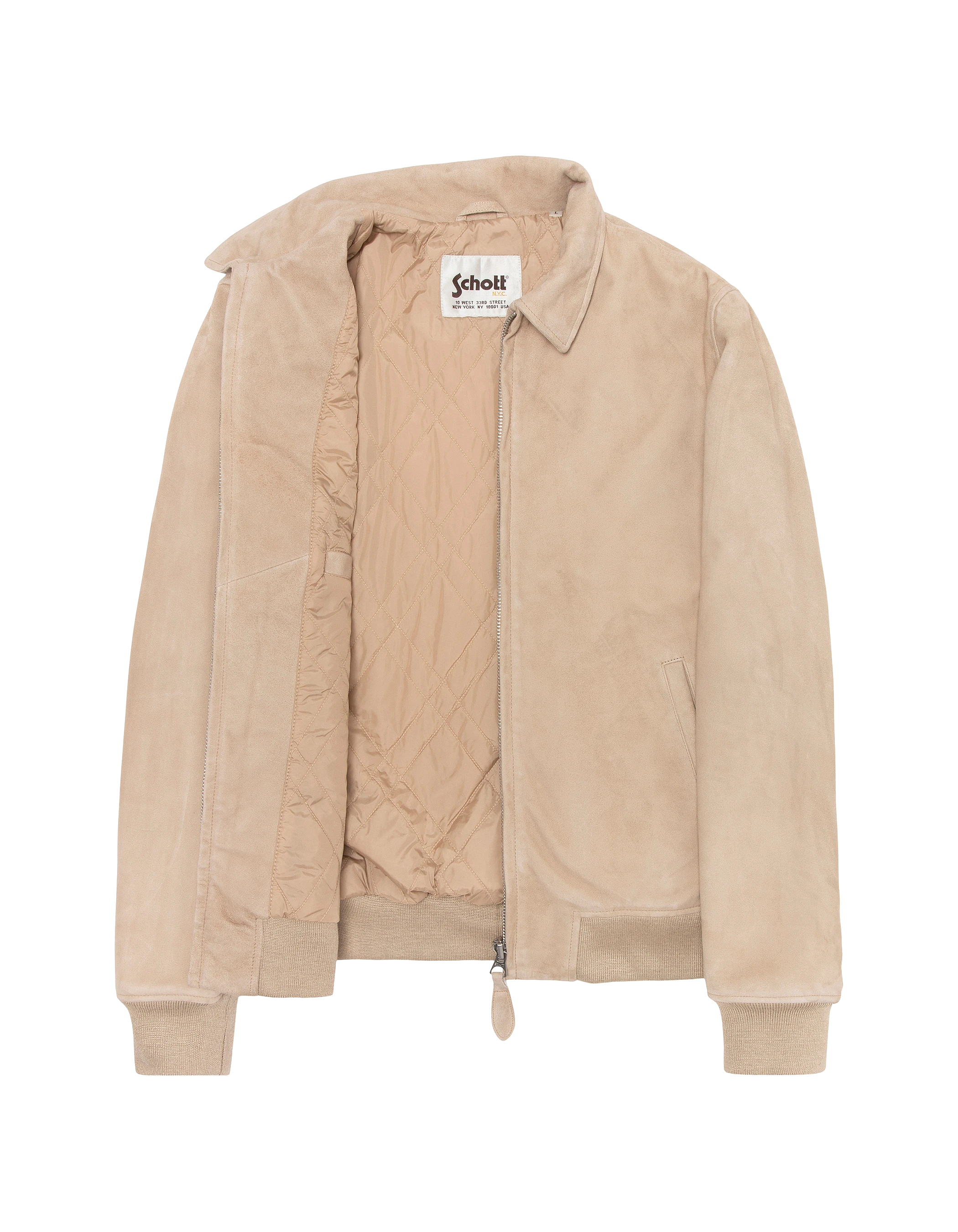 Blouson casual beige, cuir de chèvre velours-3