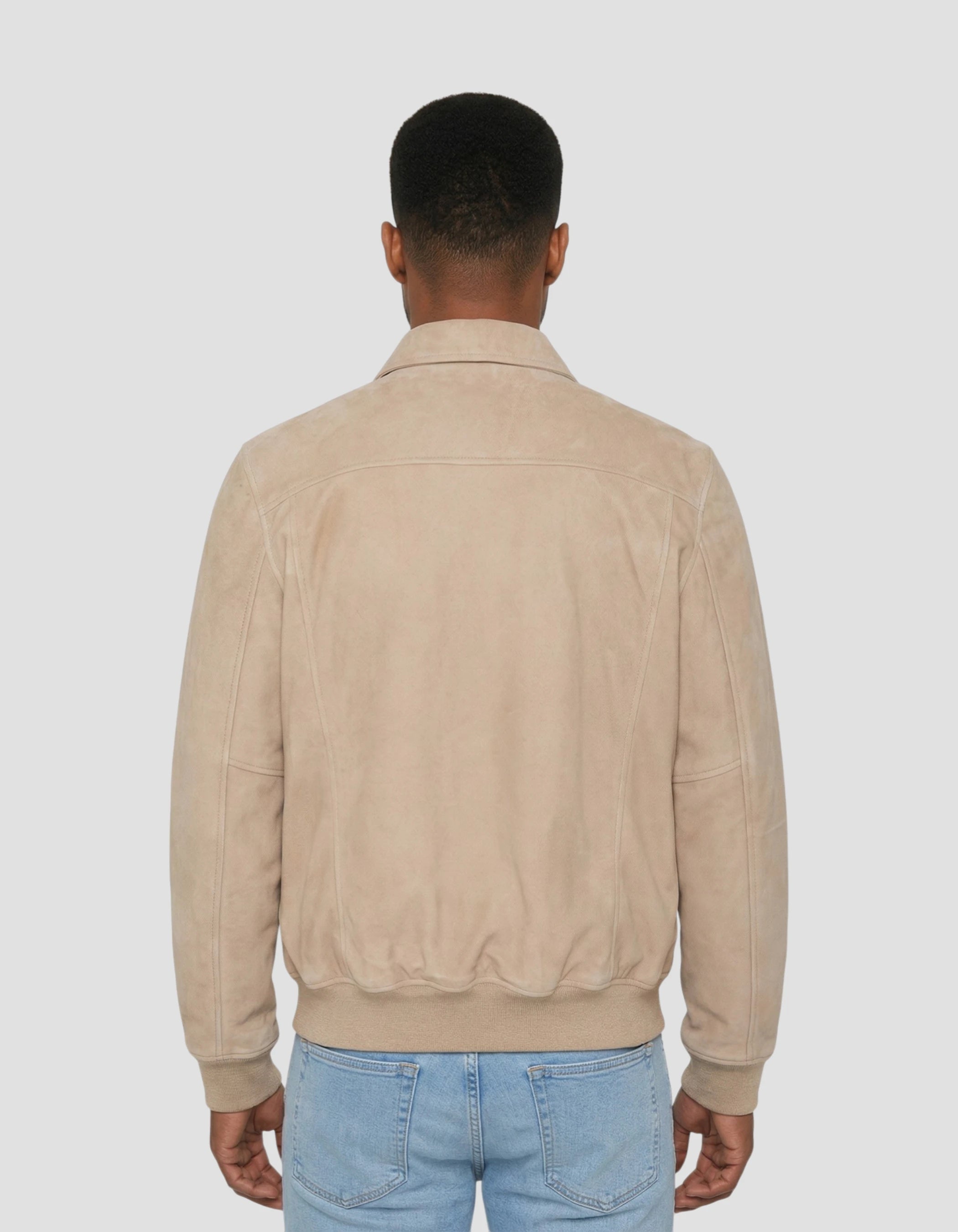 Casual beige jacket, leather goat suede-4