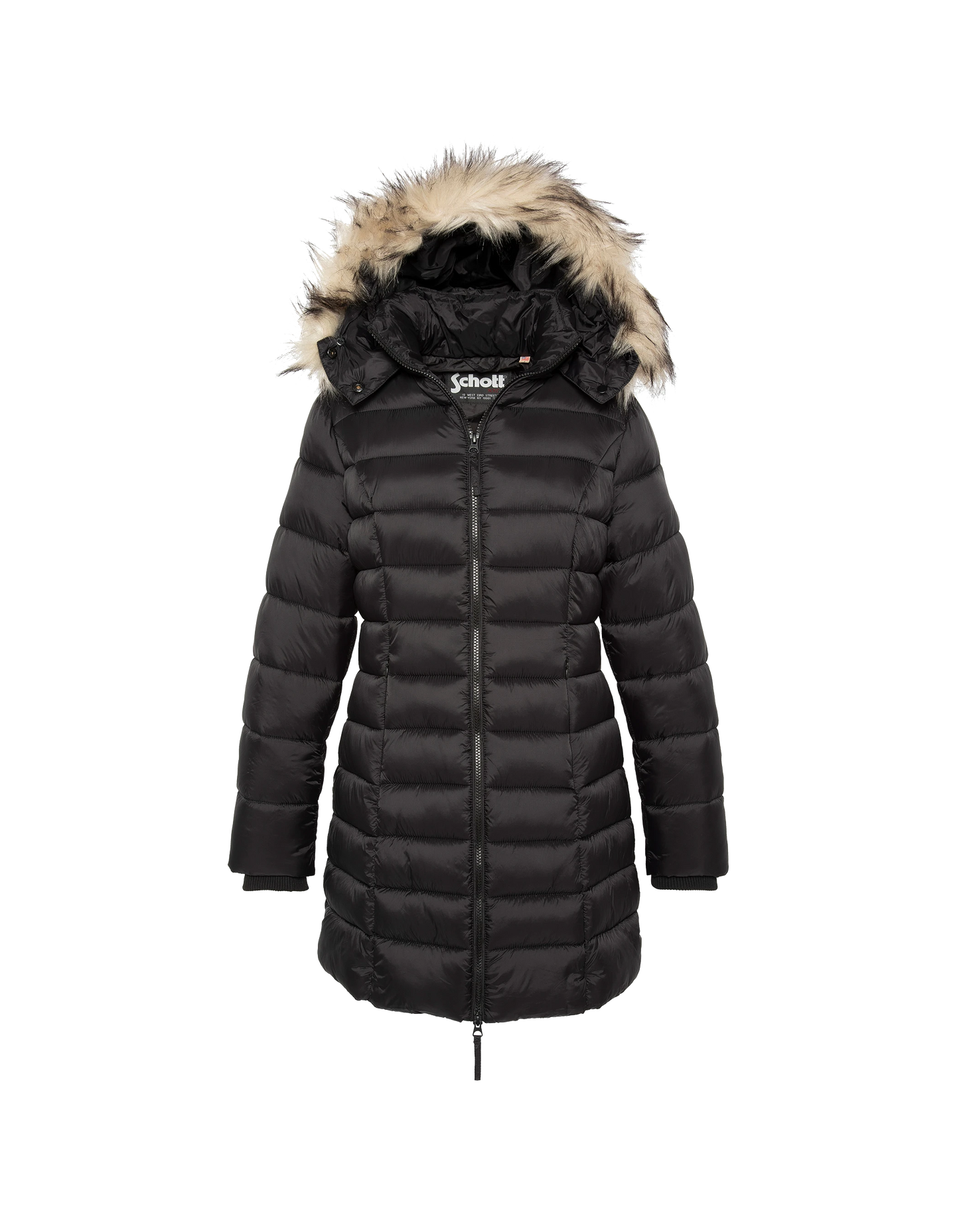 Chaqueta negra con cuello de piel sintética extraíble