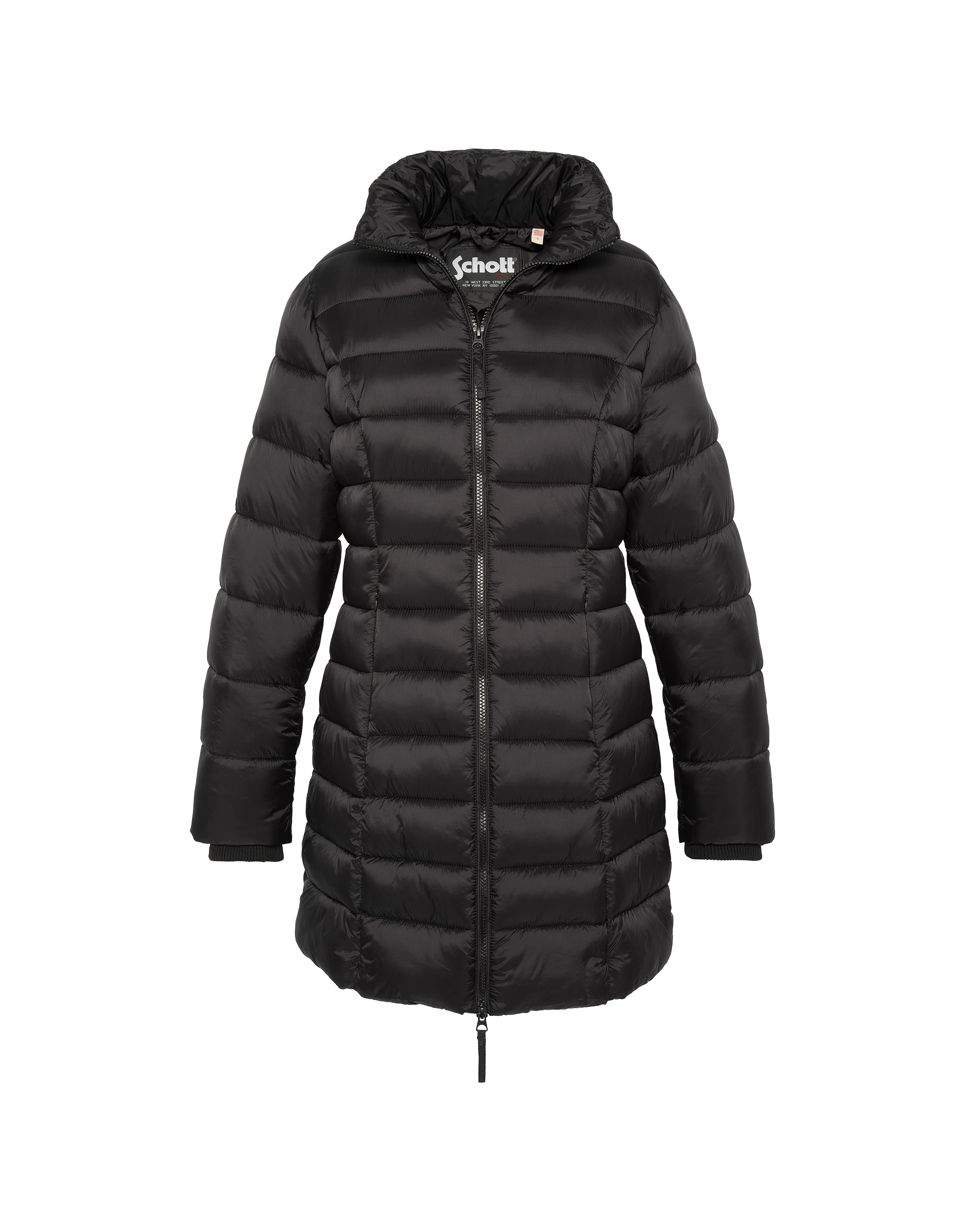 Chaqueta negra con cuello de piel sintética extraíble-6