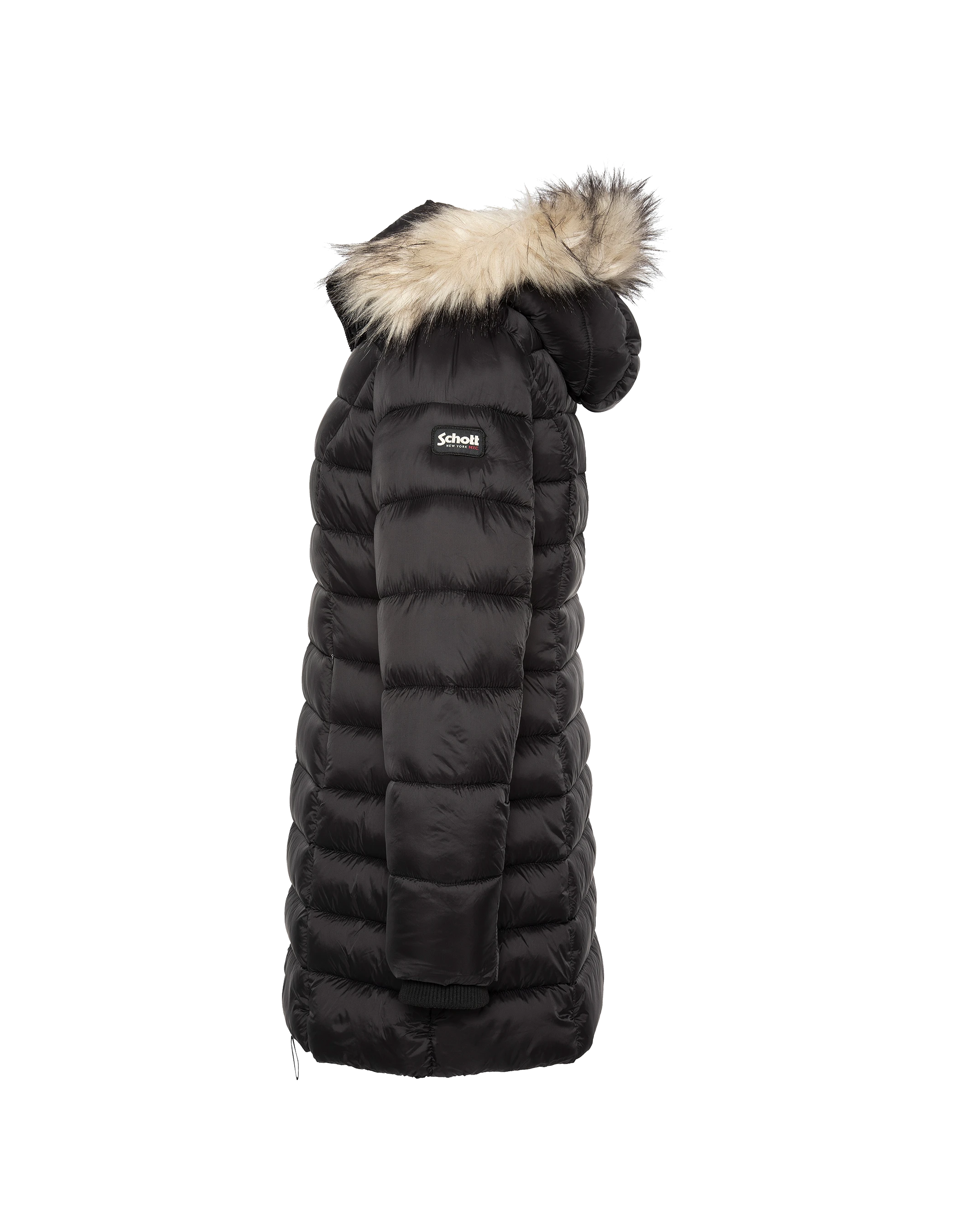 Chaqueta negra con cuello de piel sintética extraíble-7