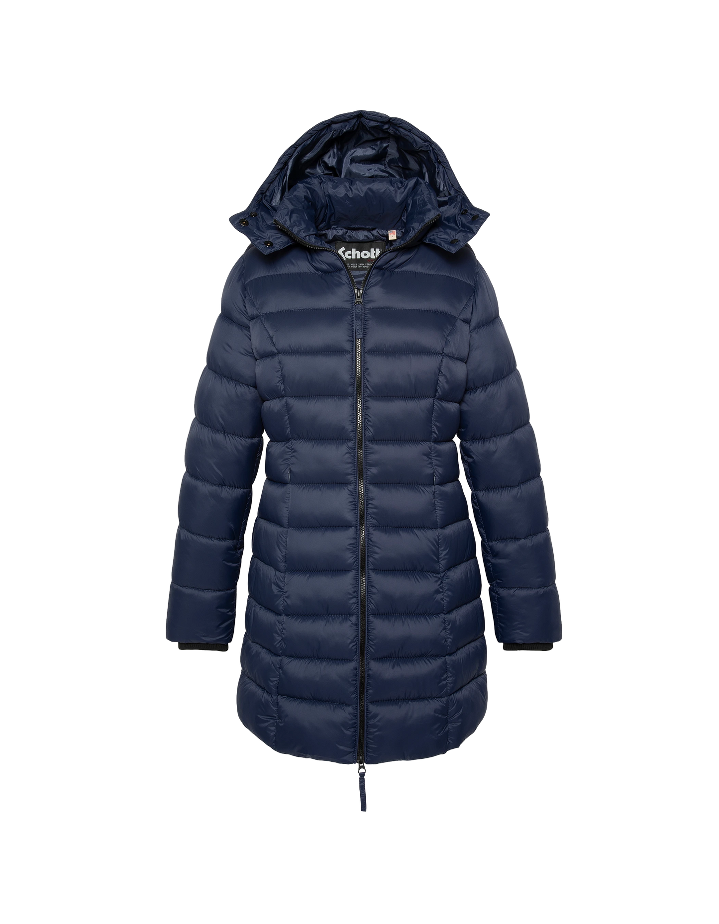 Chaqueta azul marino con cuello de piel sintética extraíble