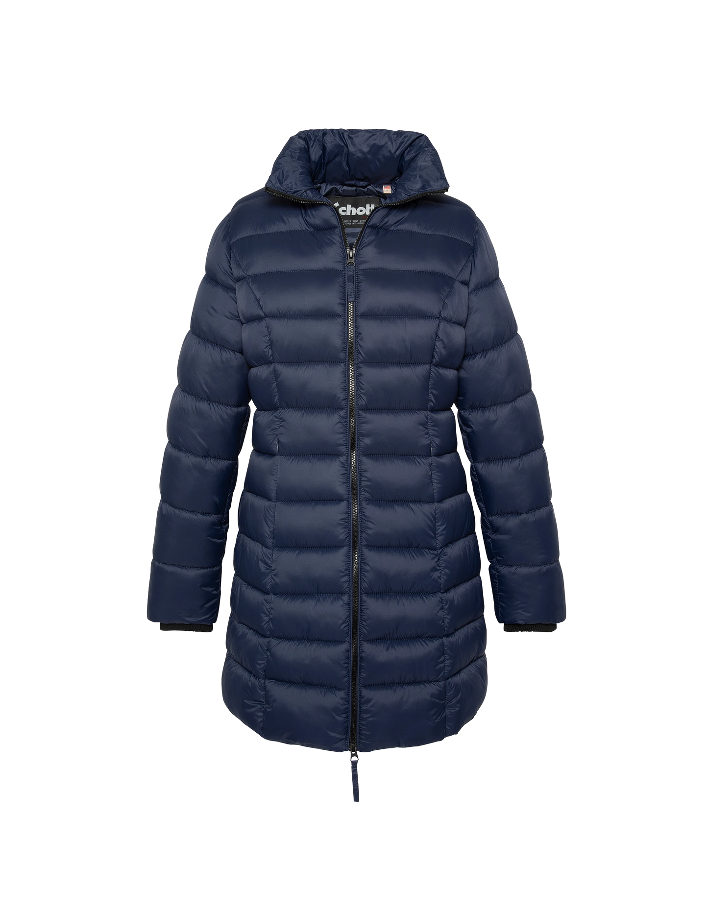 Chaqueta azul marino con cuello de piel sintética extraíble