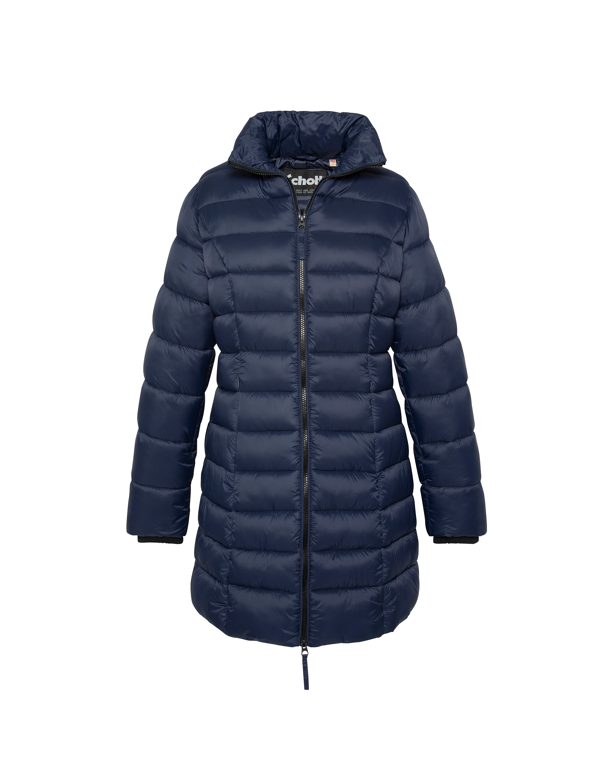 Chaqueta azul marino con cuello de piel sintética extraíble-6