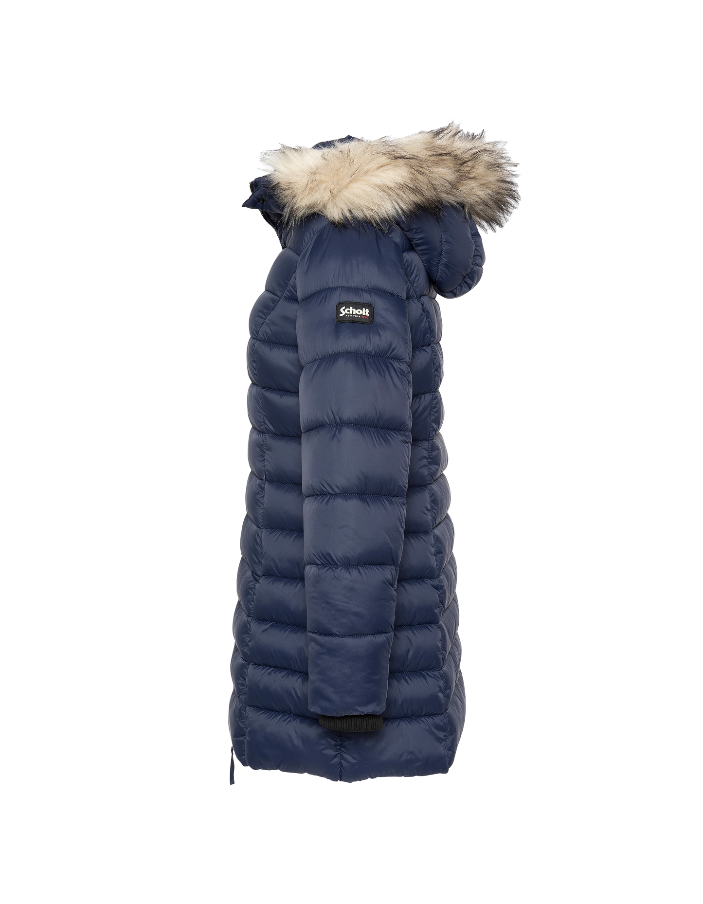 Chaqueta azul marino con cuello de piel sintética extraíble