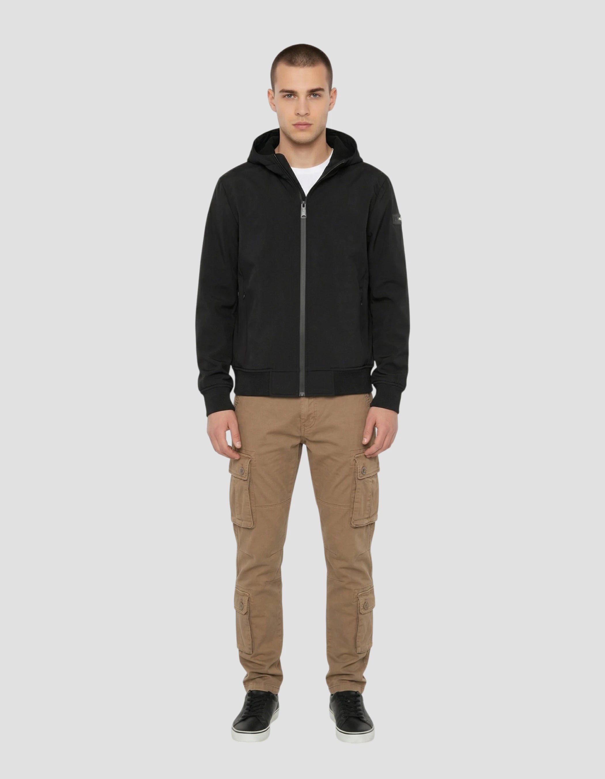 Black technical jacket with hood-1