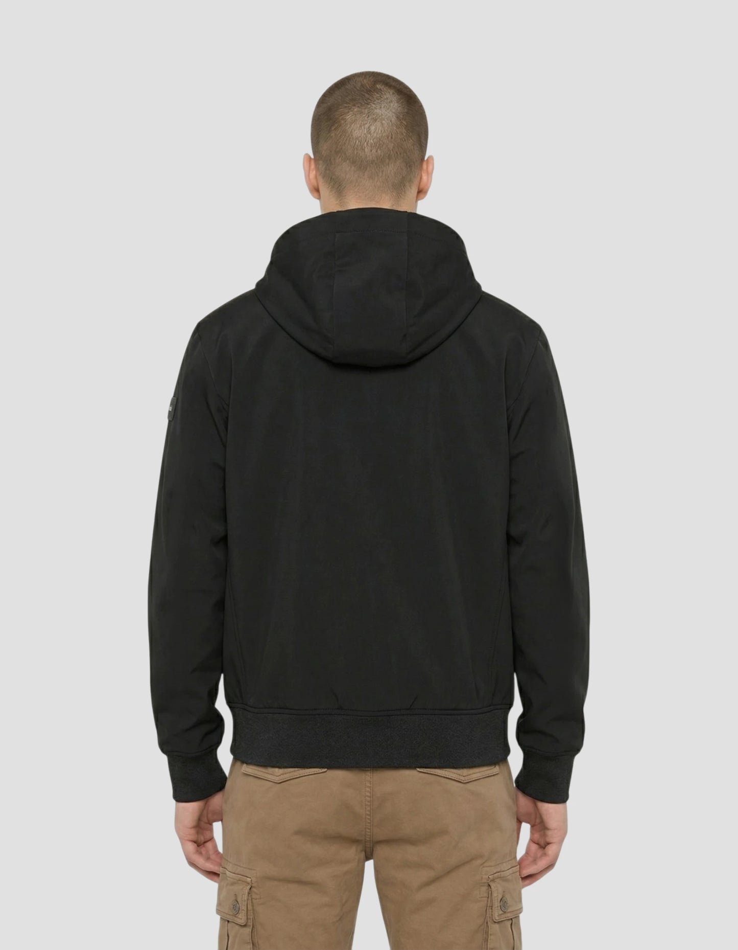 Black technical jacket with hood