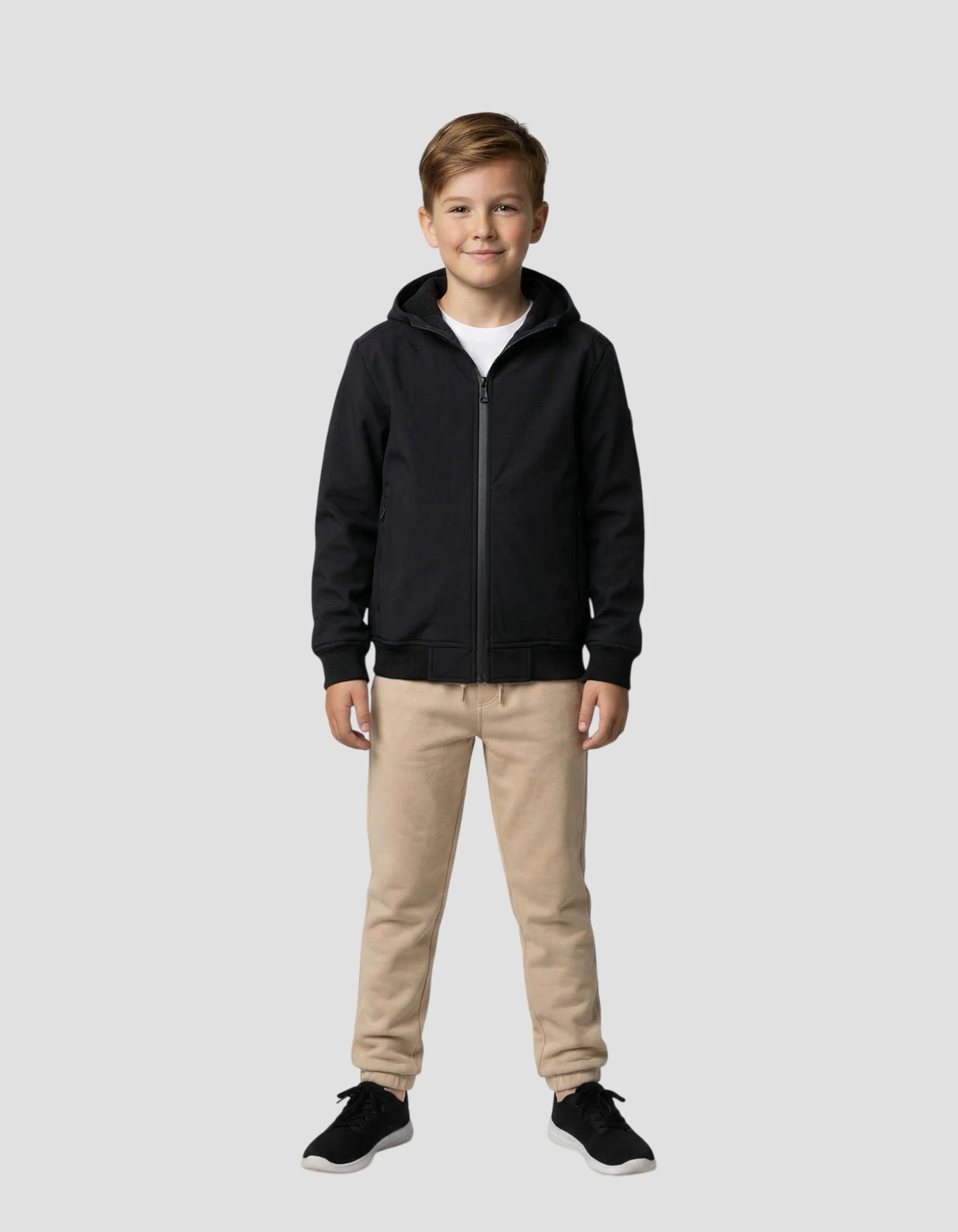 Blouson technique bleu marine à capuche enfant-1
