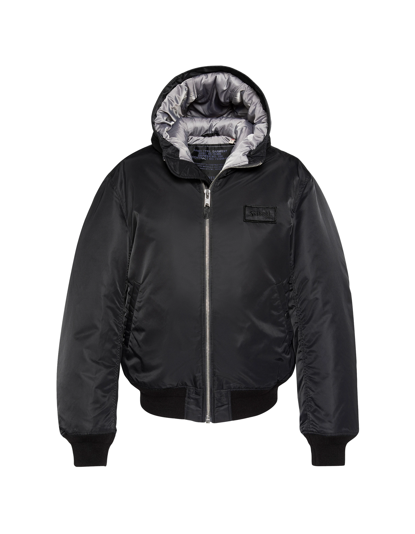 Schwarzer Bomber mit recyceltem Nylon gewaschen