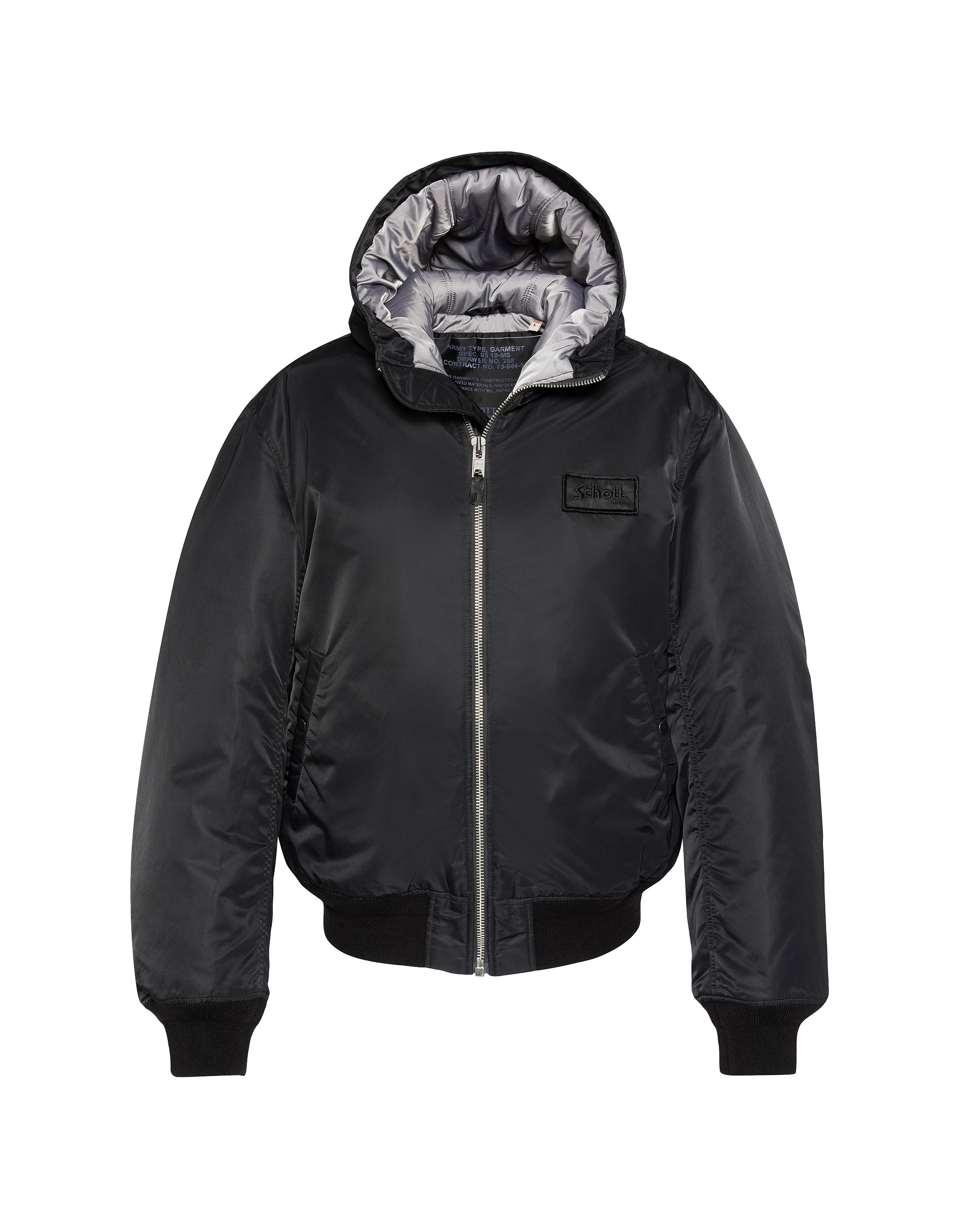 Schwarzer Bomber mit recyceltem Nylon gewaschen-2