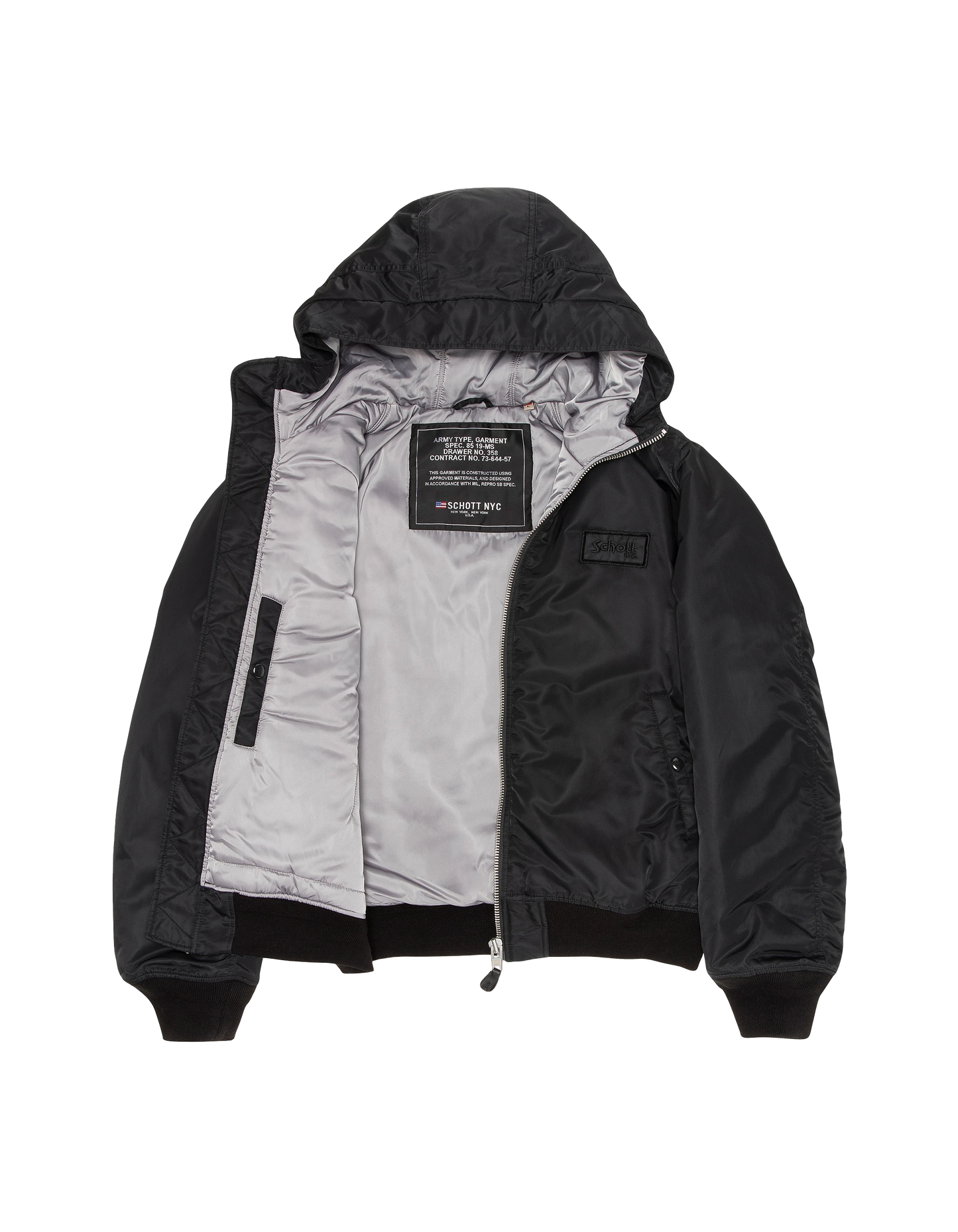 Schwarzer Bomber mit recyceltem Nylon gewaschen