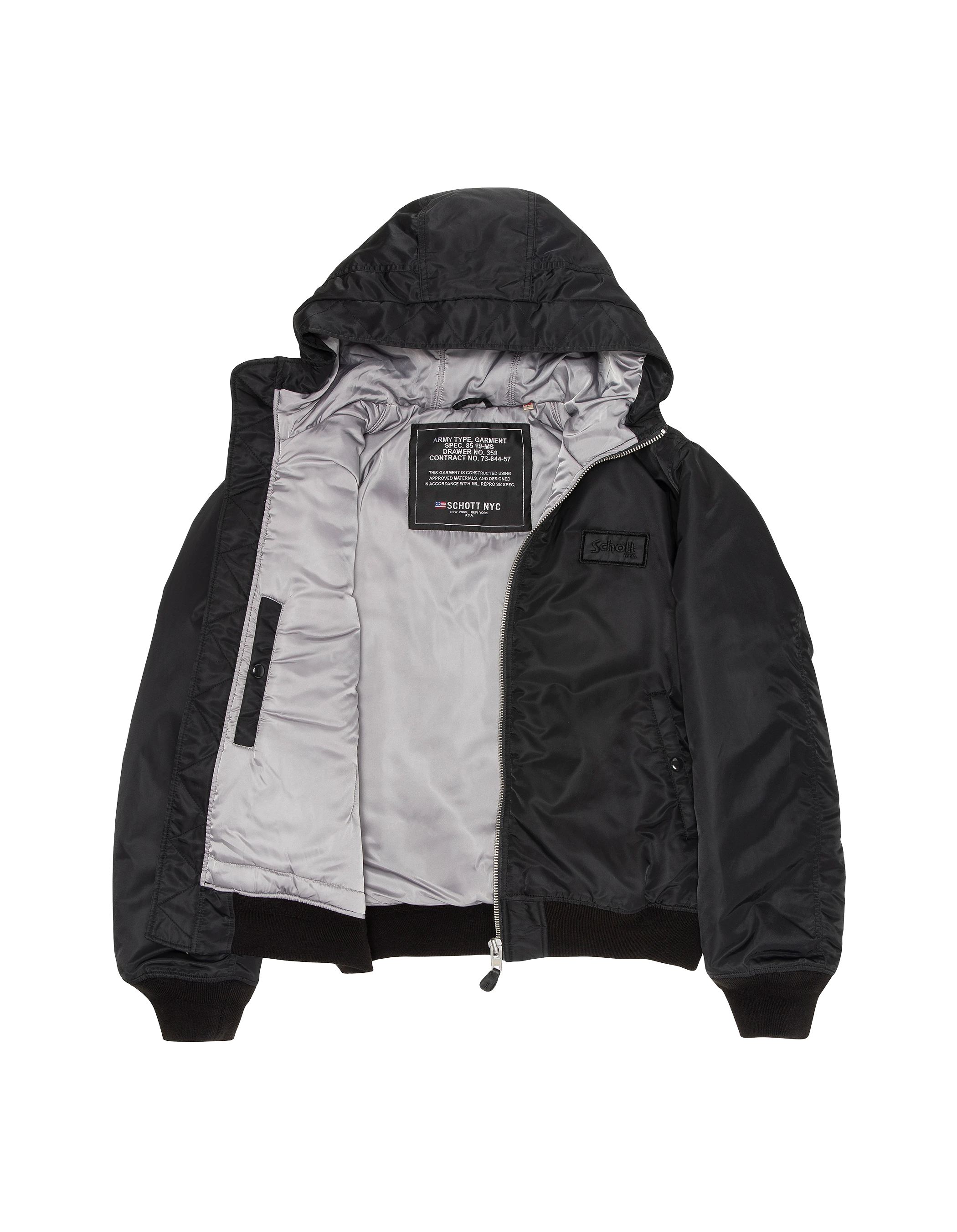 Schwarzer Bomber mit recyceltem Nylon gewaschen-10