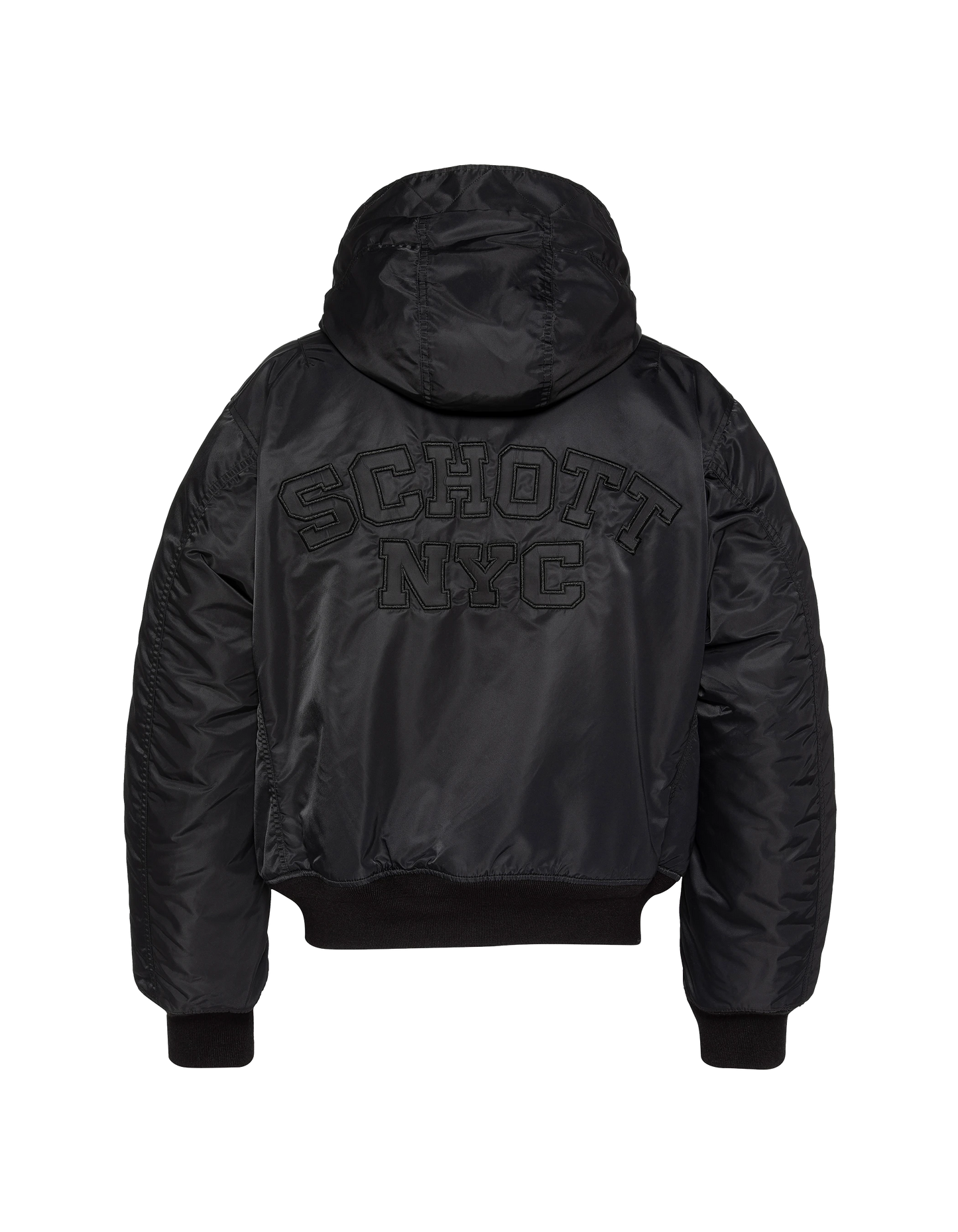 Schwarzer Bomber mit recyceltem Nylon gewaschen