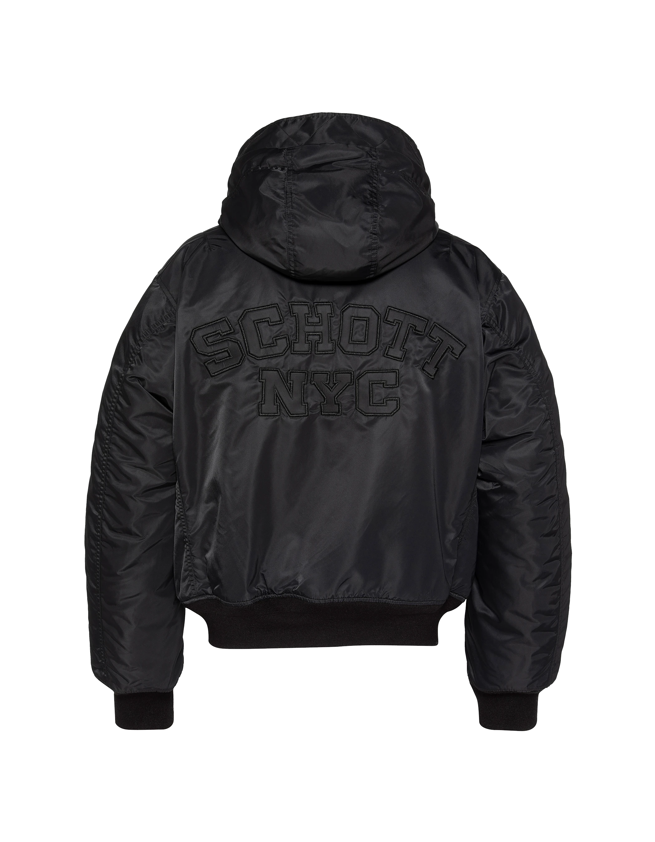 Schwarzer Bomber mit recyceltem Nylon gewaschen-12