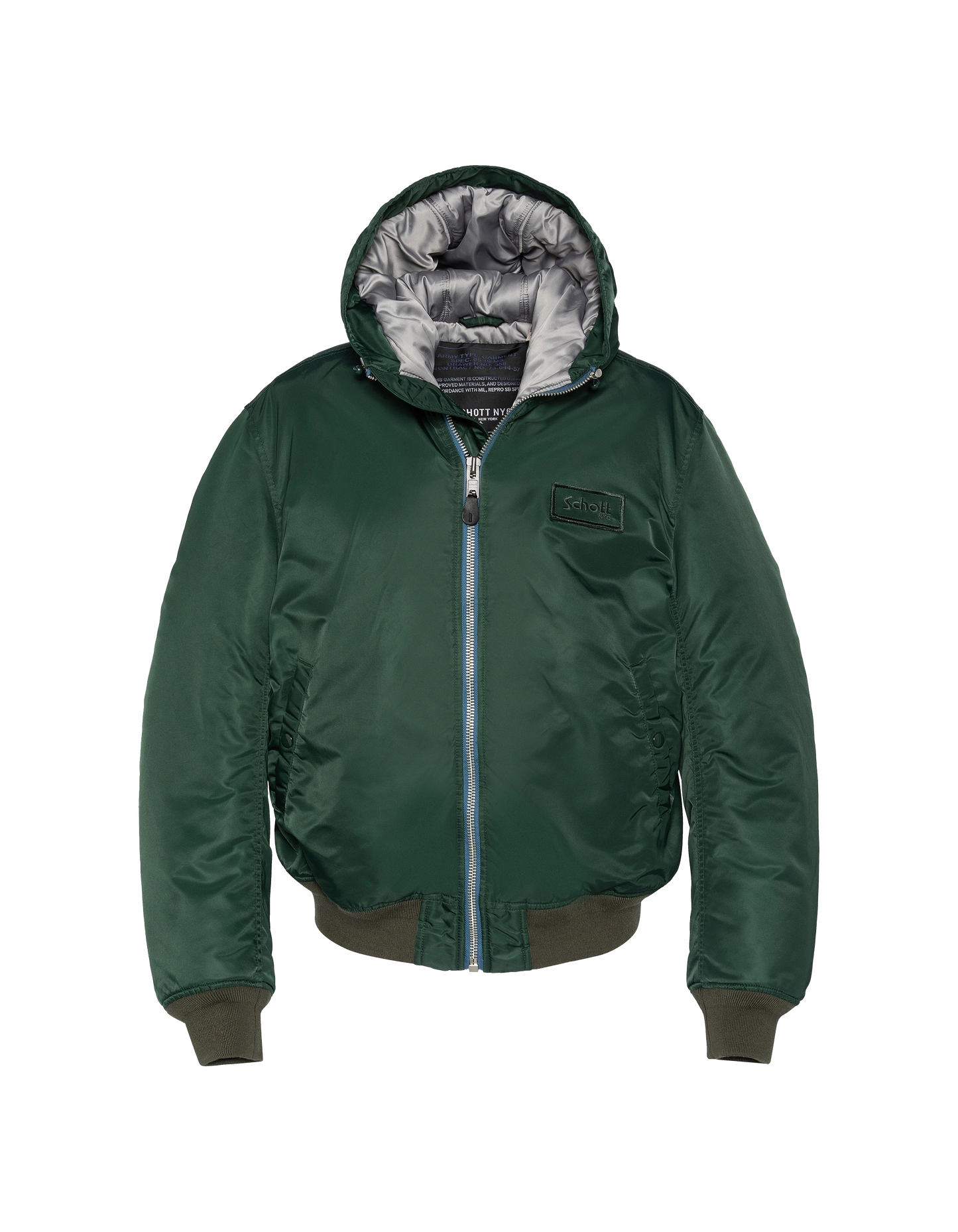 Waldgrüner Bomber mit recyceltem Nylonhaube gewaschen