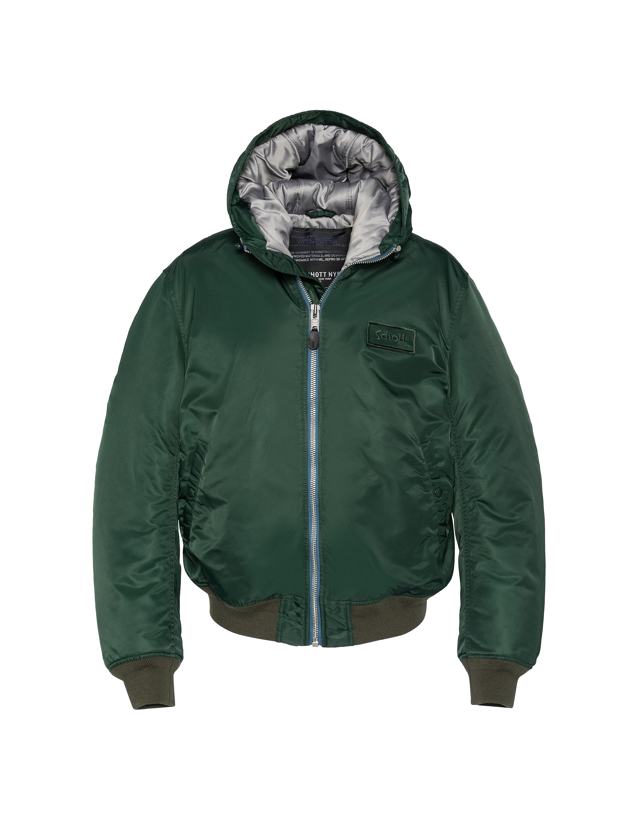 Waldgrüner Bomber mit recyceltem Nylonhaube gewaschen-2