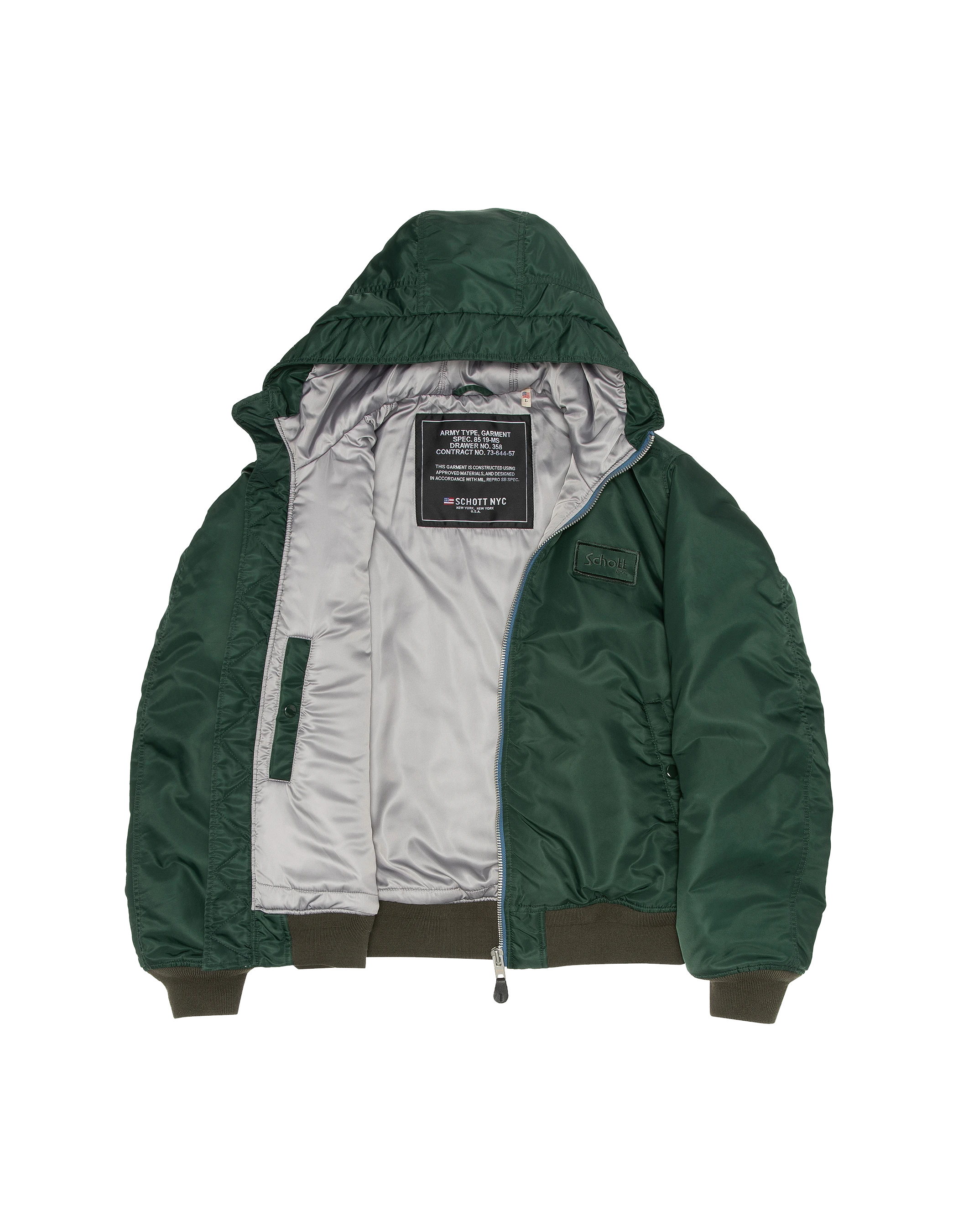 Waldgrüner Bomber mit recyceltem Nylonhaube gewaschen-7