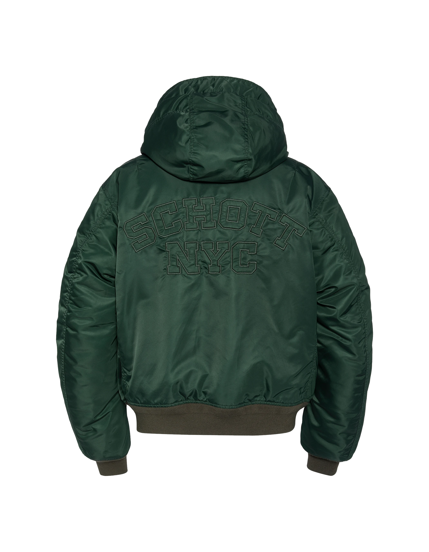 Waldgrüner Bomber mit recyceltem Nylonhaube gewaschen