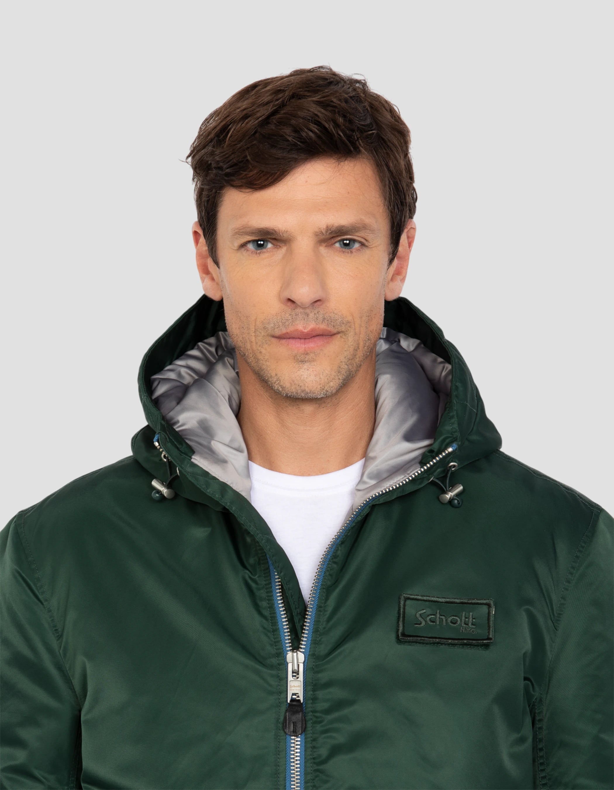 Waldgrüner Bomber mit recyceltem Nylonhaube gewaschen-5