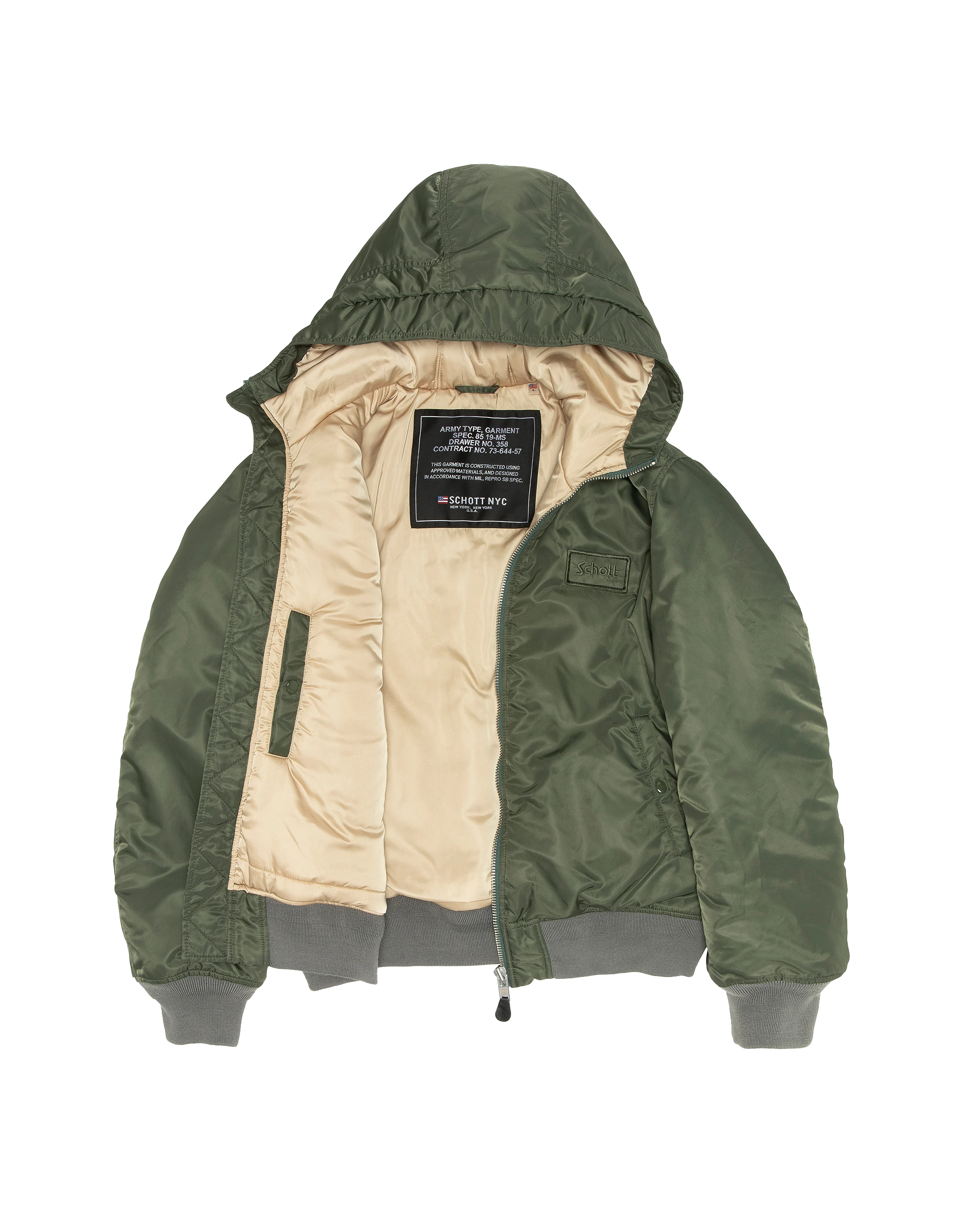 Washed green bomber in recycled nylon-3