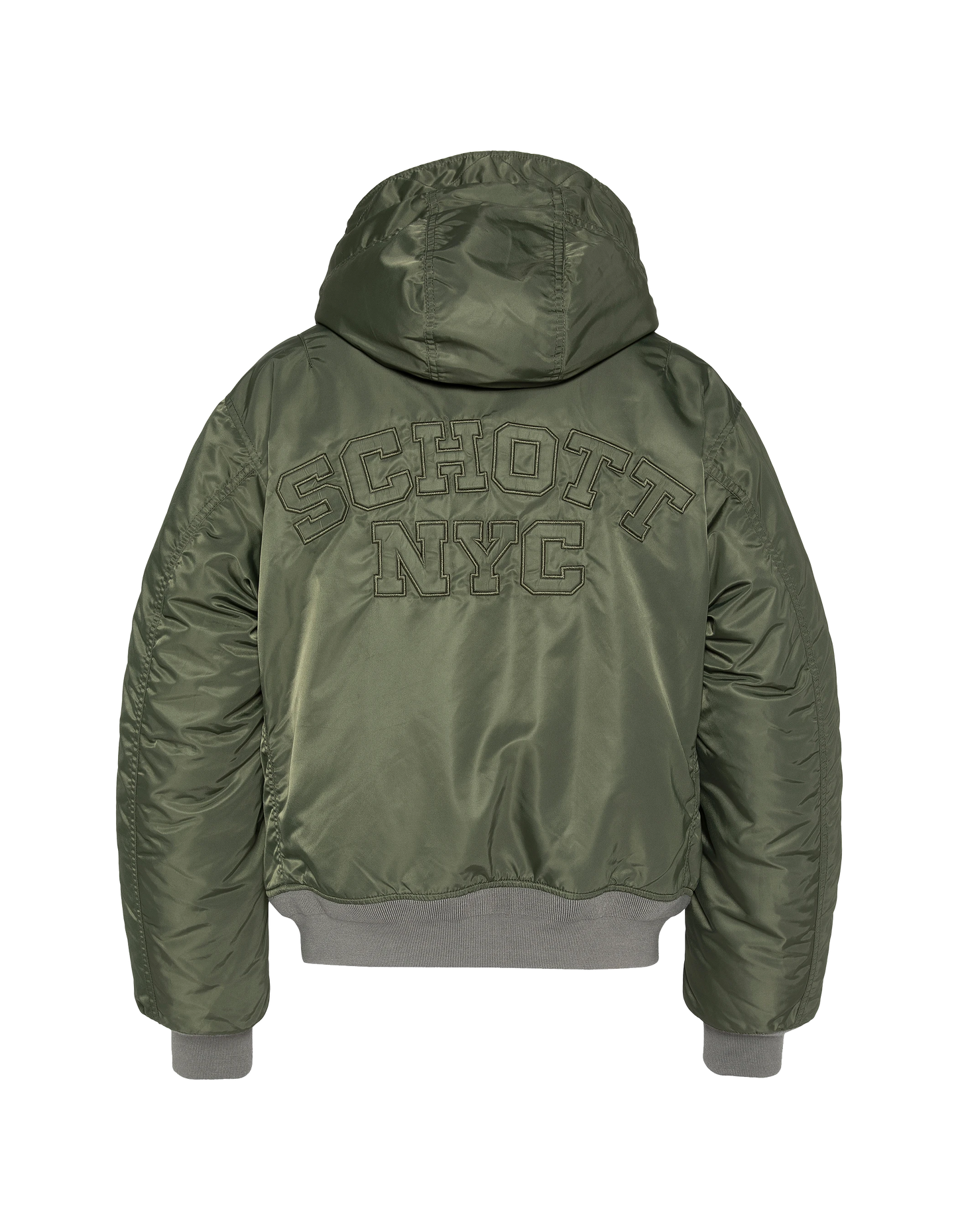 Washed green bomber in recycled nylon