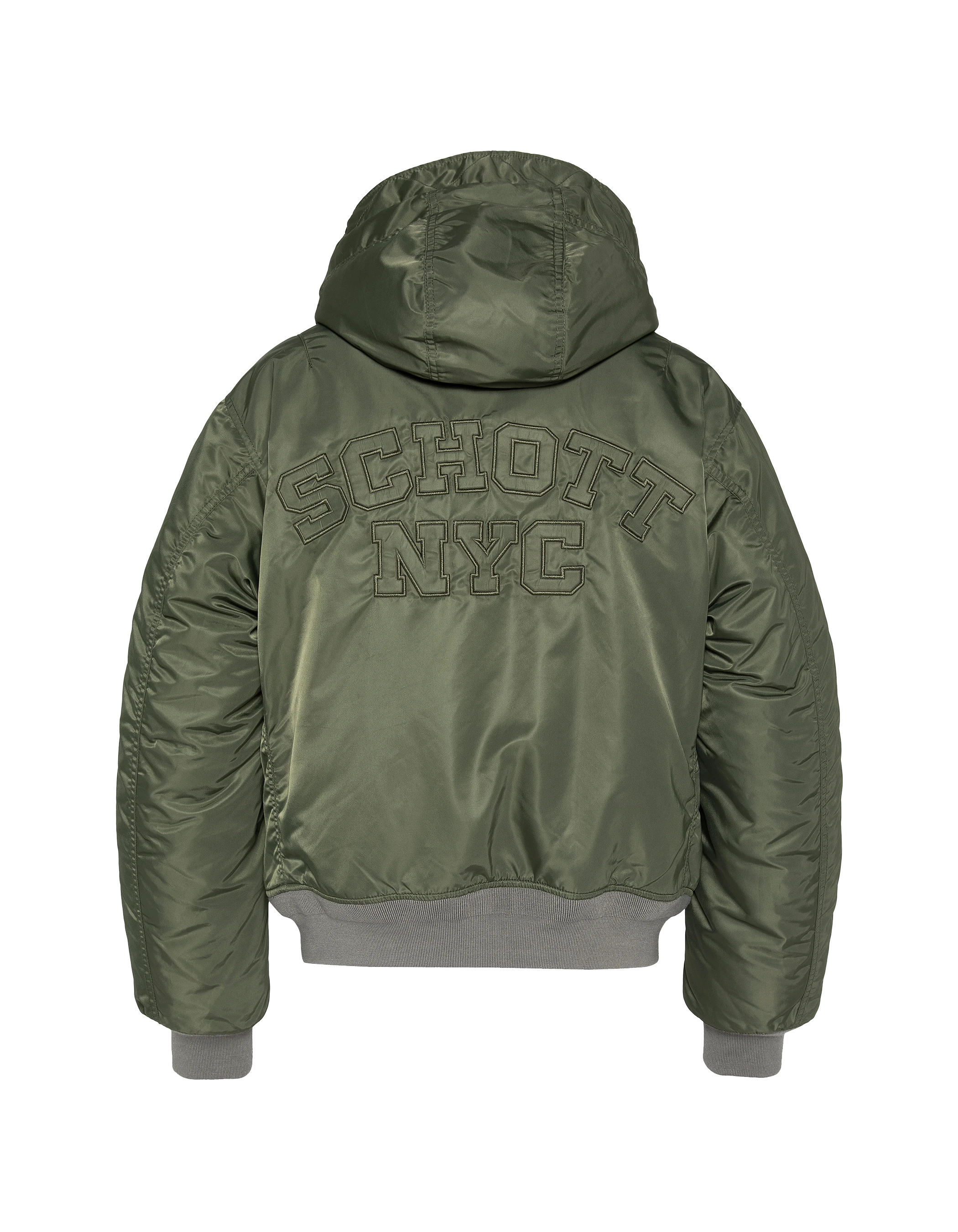 Washed green bomber in recycled nylon-2