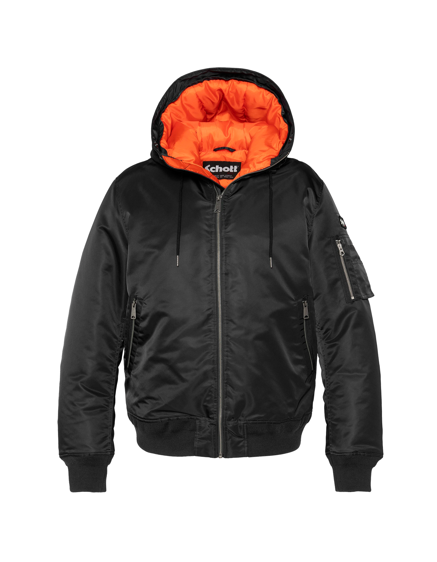 Black bomber with faux fur hood