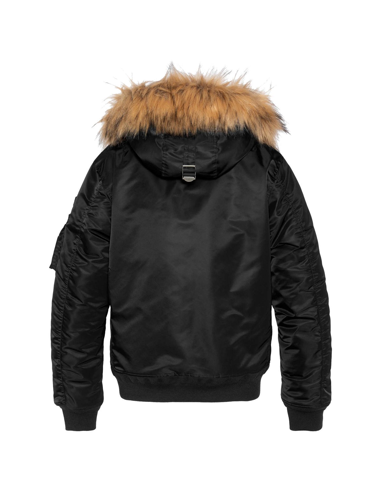 Schwarzer Bomber mit Kunstpelzhaube