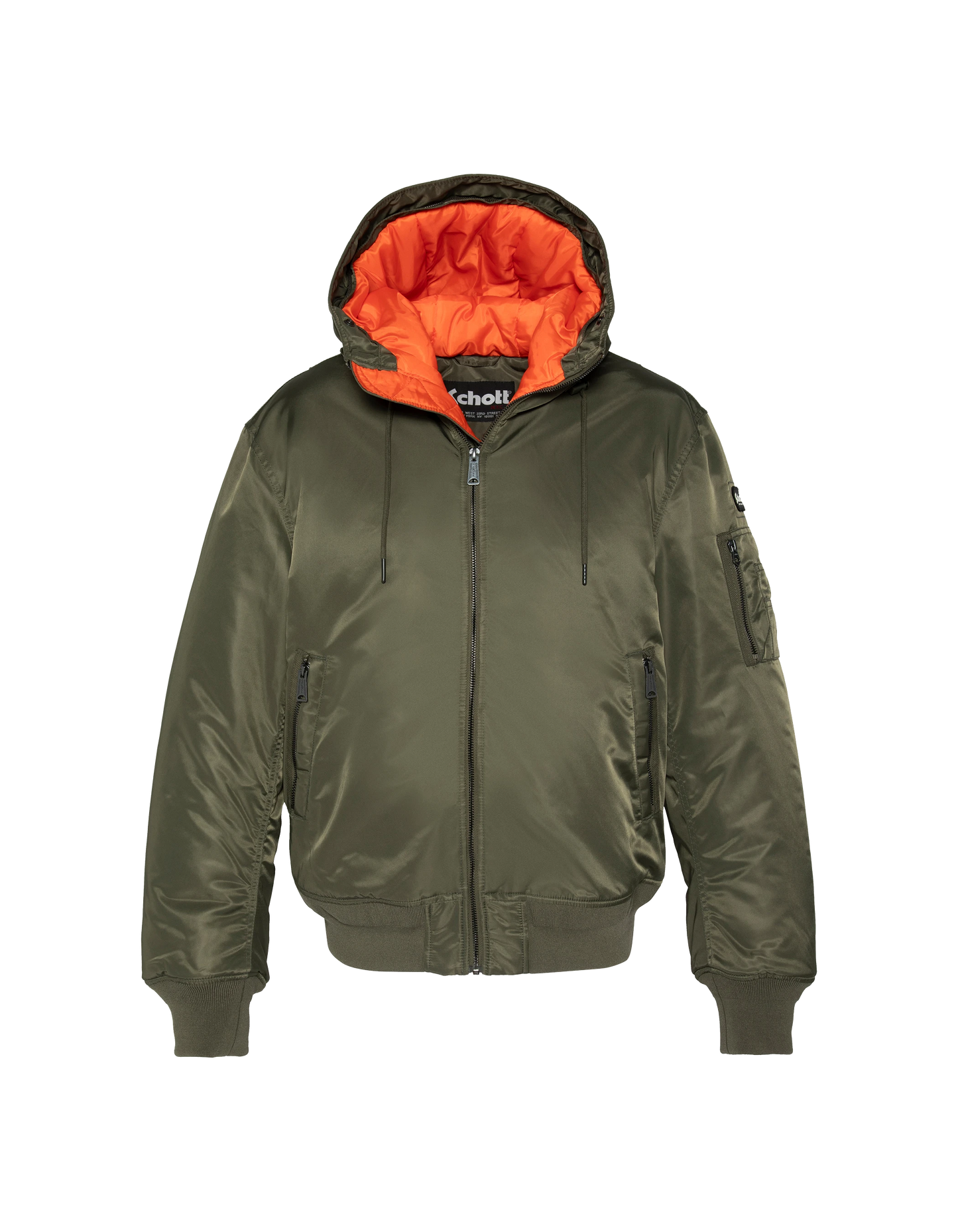 Khaki -Bomber mit Kunstpelzhaube