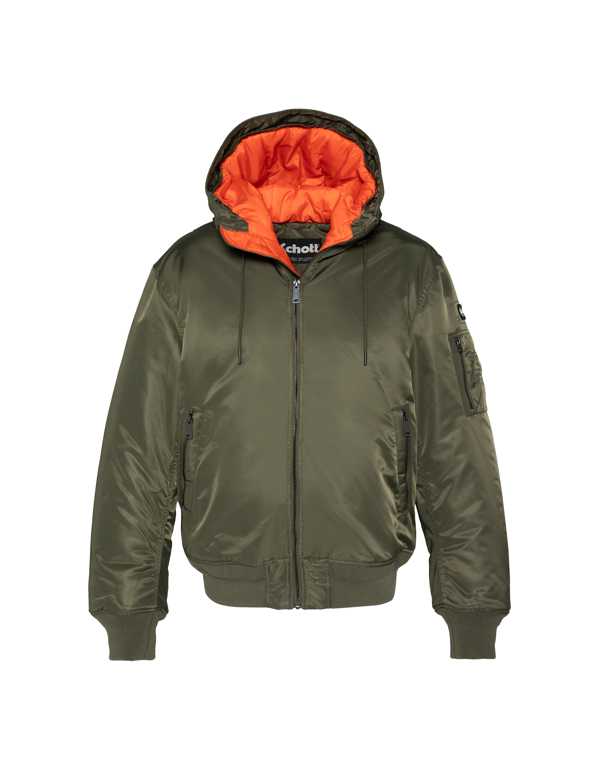 Khaki -Bomber mit Kunstpelzhaube-5