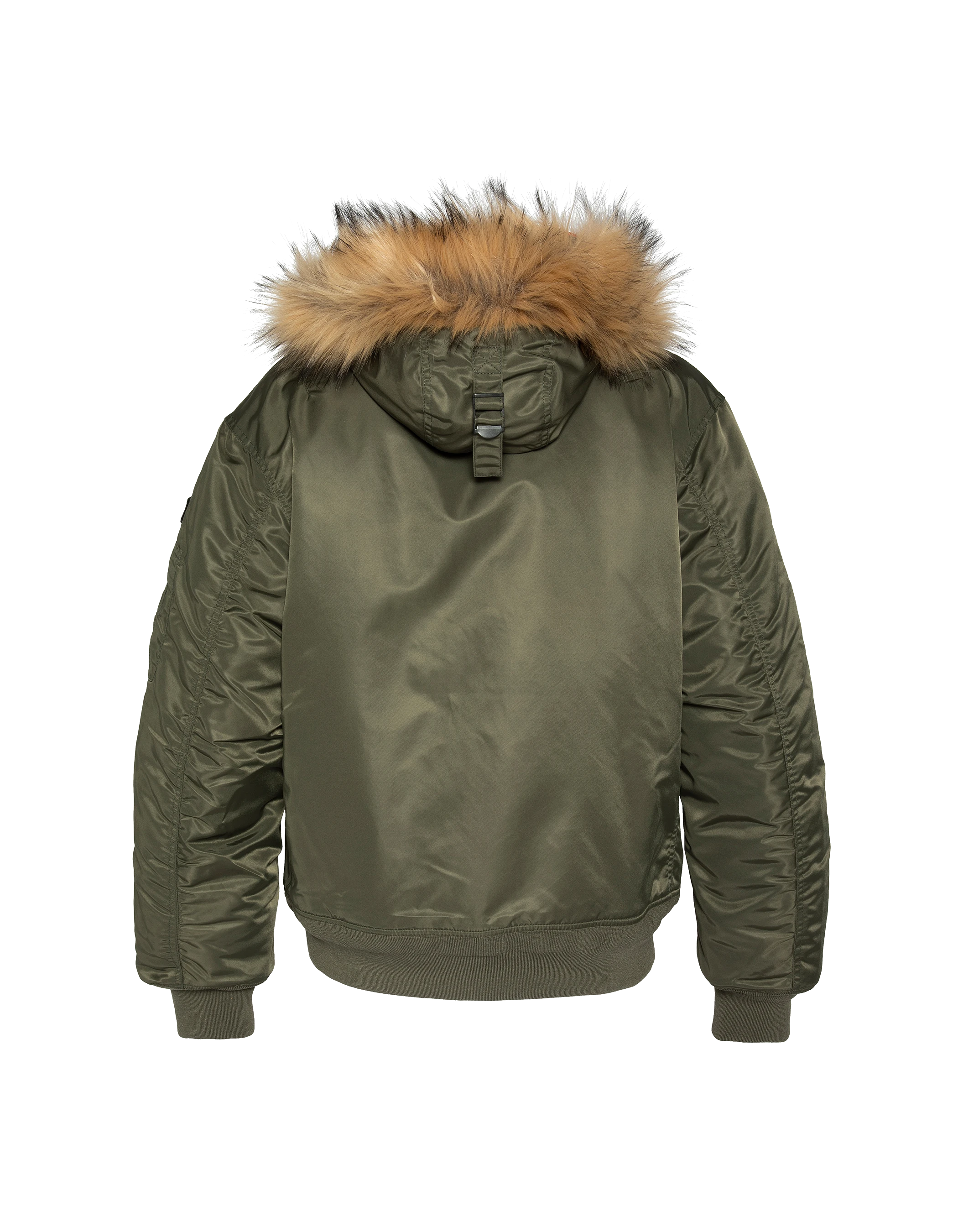 Khaki -Bomber mit Kunstpelzhaube-7