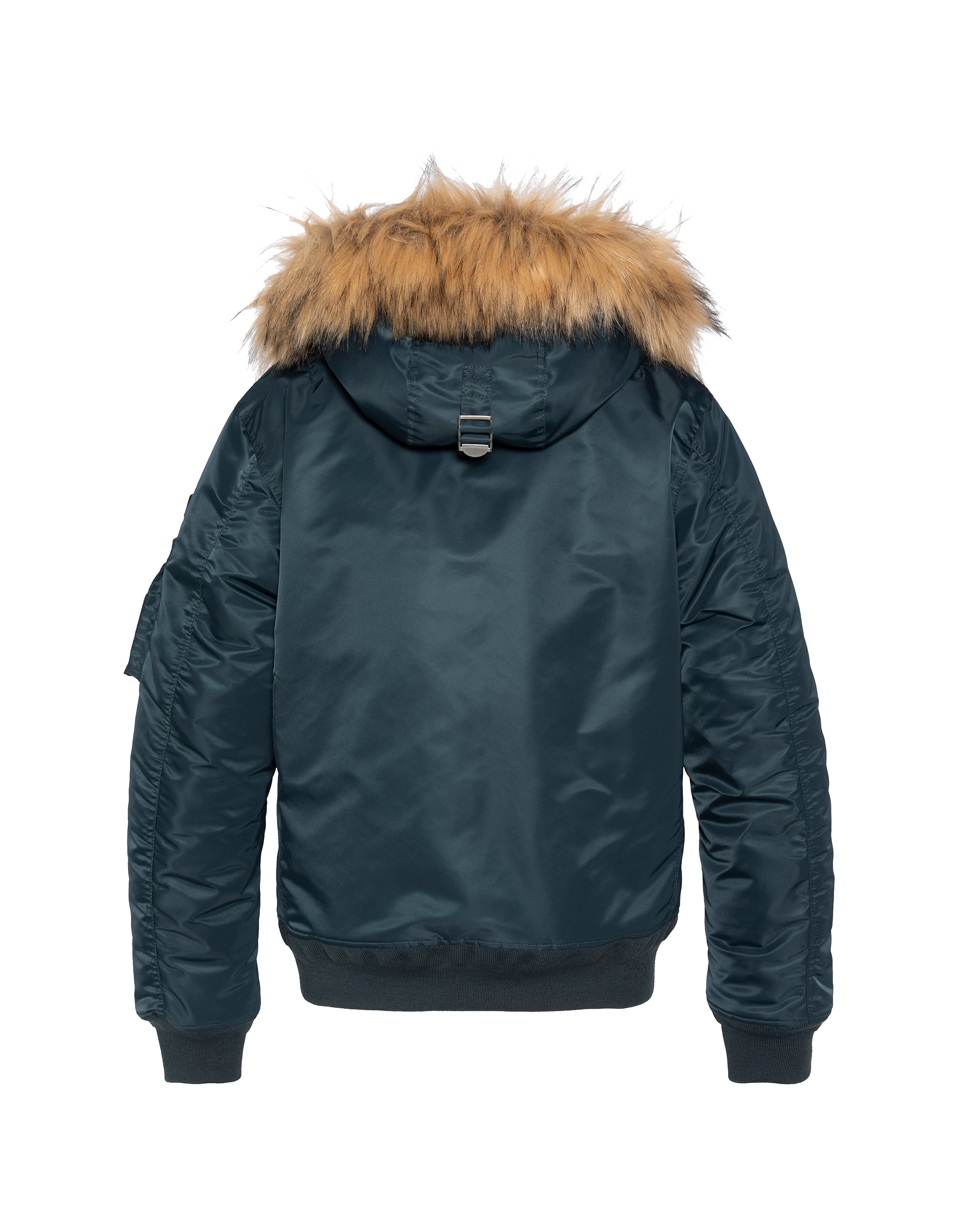 Marineblauer Bomber mit Kunstpelzhaube-2
