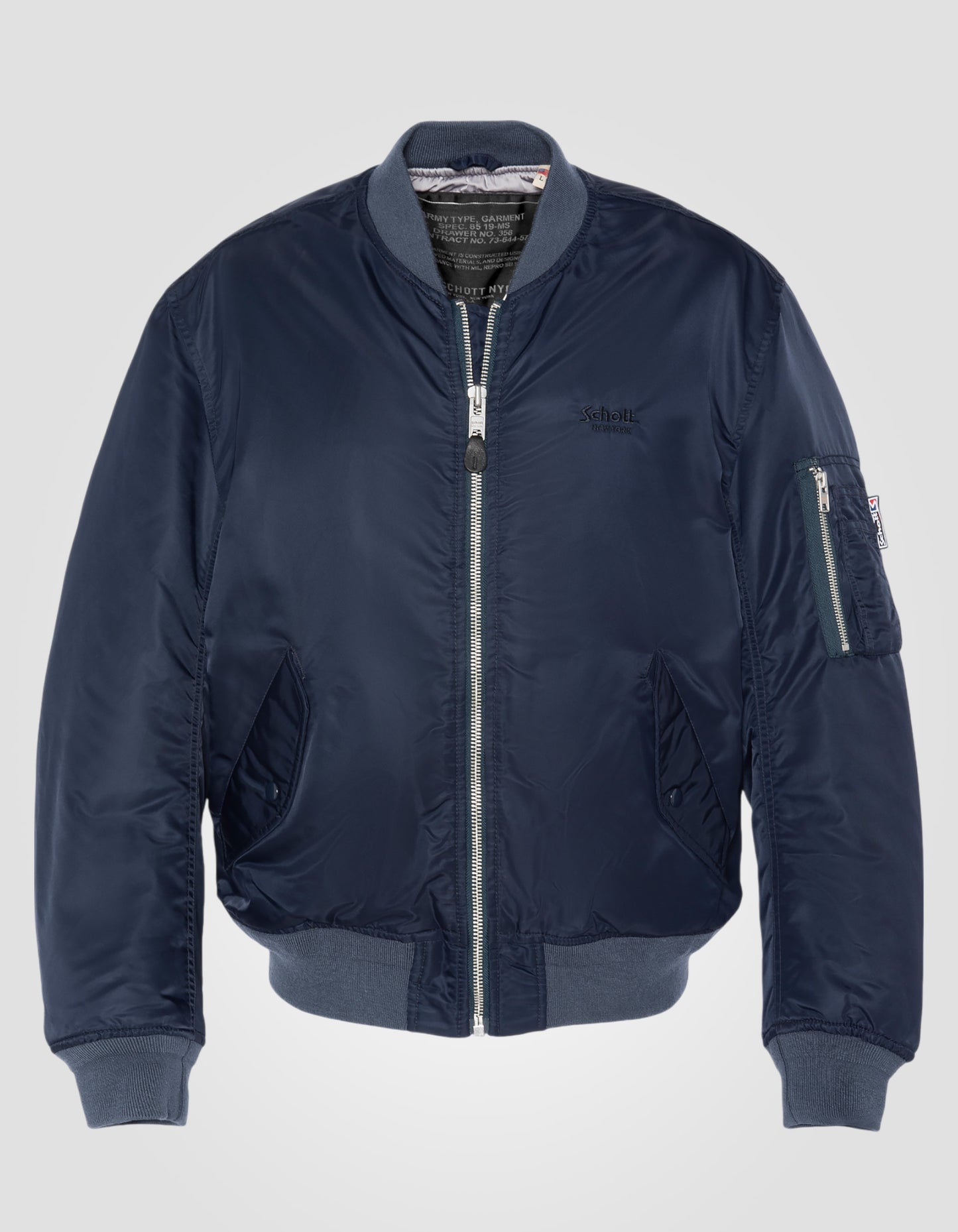 Recycled Nylon washed MA-1 dark navy bomber jacket, comfort fit