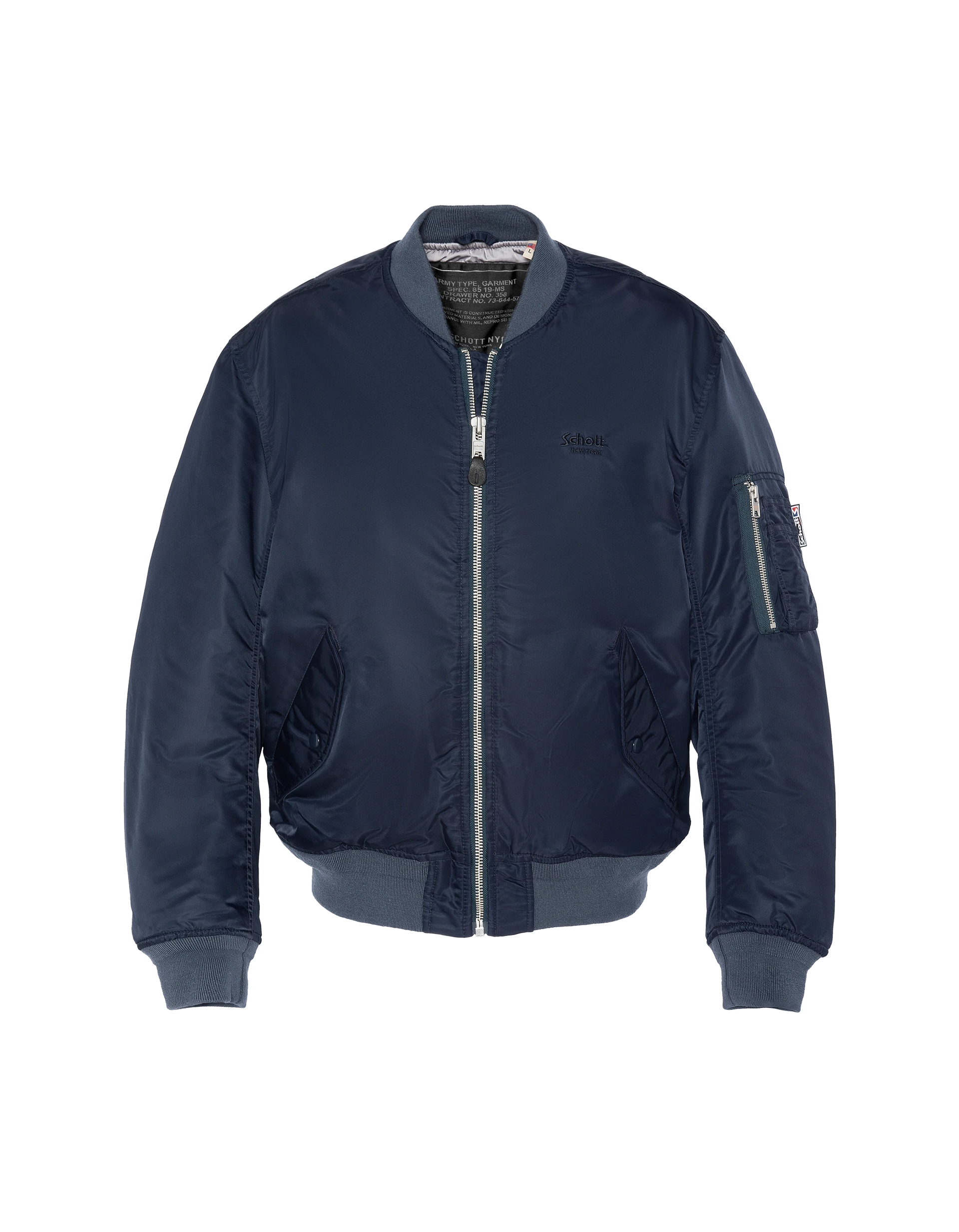 Recycled Nylon washed MA-1 dark navy bomber jacket, comfort fit