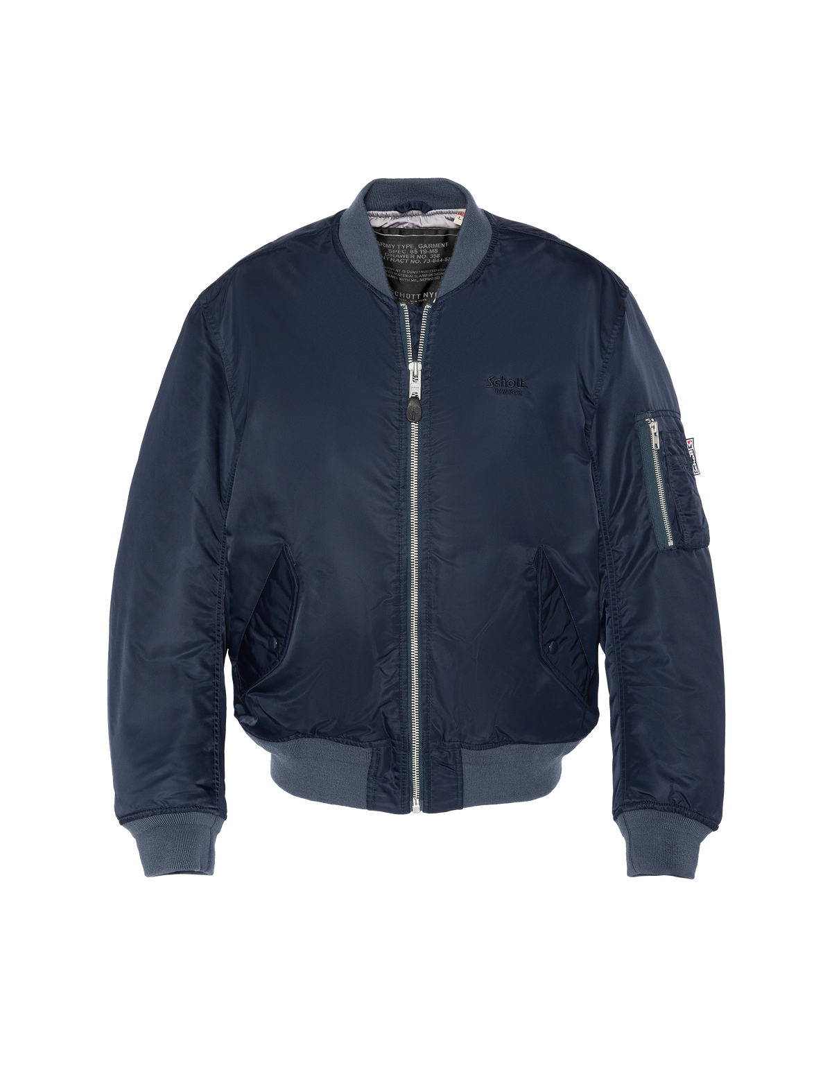 Washed dark navy blue MA-1 bomber jacket in recycled nylon Washed dark navy blue MA-1 bomber jacket in recycled nylon