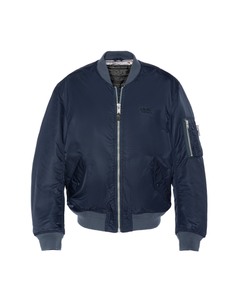Recycled Nylon washed MA-1 dark navy bomber jacket, comfort fit
