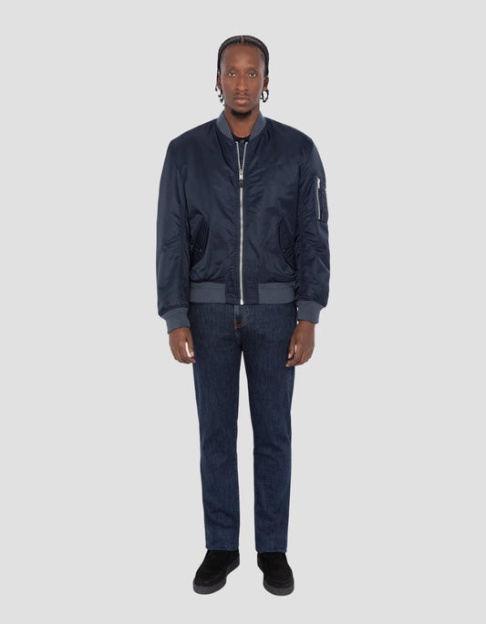 Bomber Ma-1 Wasm Blue Dark Navy in nylon riciclato, comfort Cut