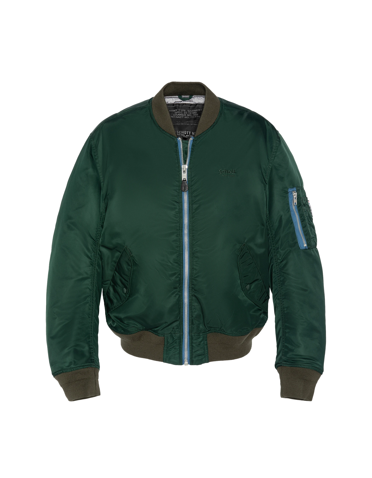 Bomber MA-1 lavé vert forêt en nylon recyclé, coupe confort