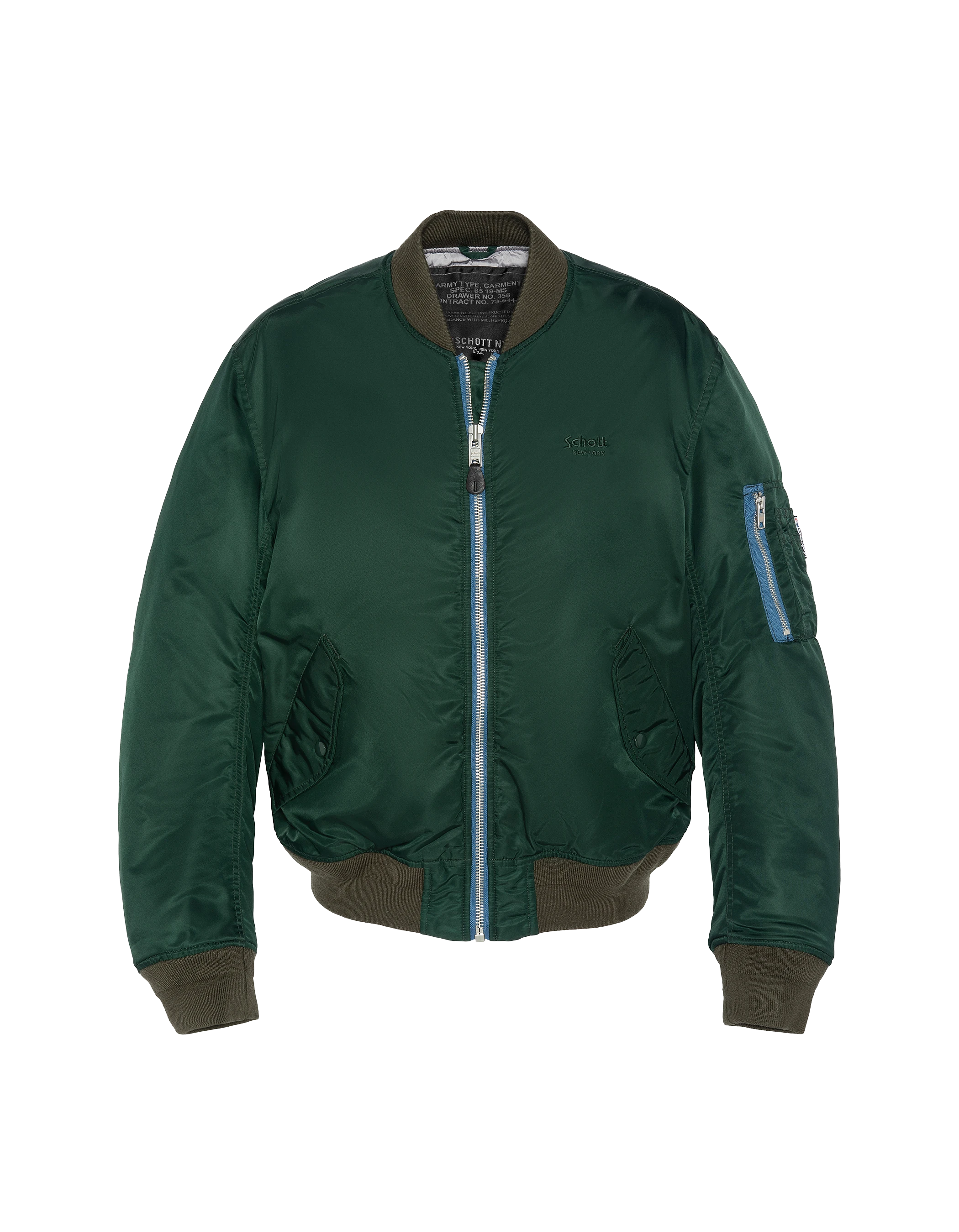 Bomber MA-1 lavé vert forêt en nylon recyclé, coupe confort-1