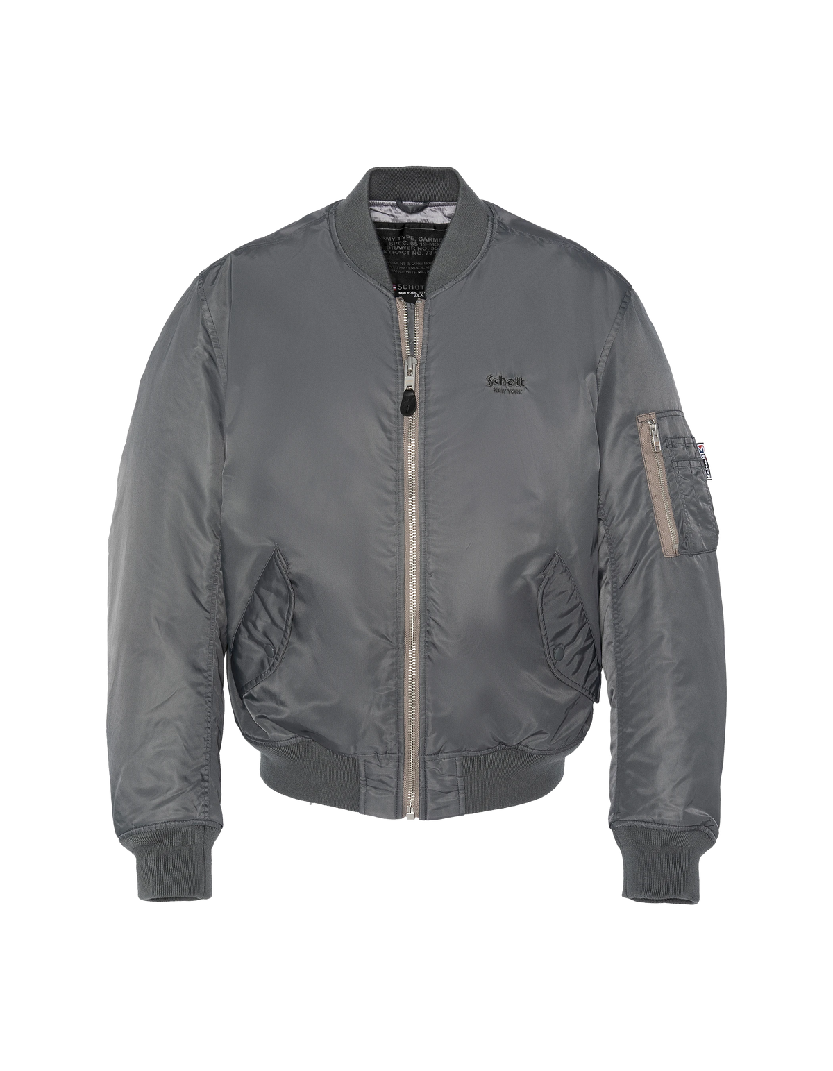 Washed pewter MA-1 recycled nylon bomber jacket, comfort fit, plus