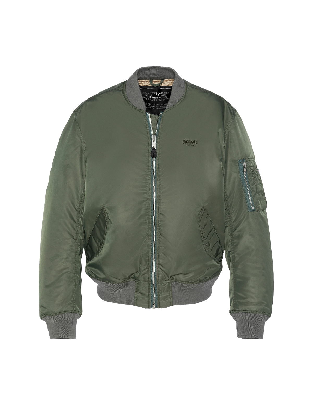 Washed green MA-1 recycled nylon bomber jacket, comfort fit, plus Washed green MA-1 recycled nylon bomber jacket, comfort fit, plus
