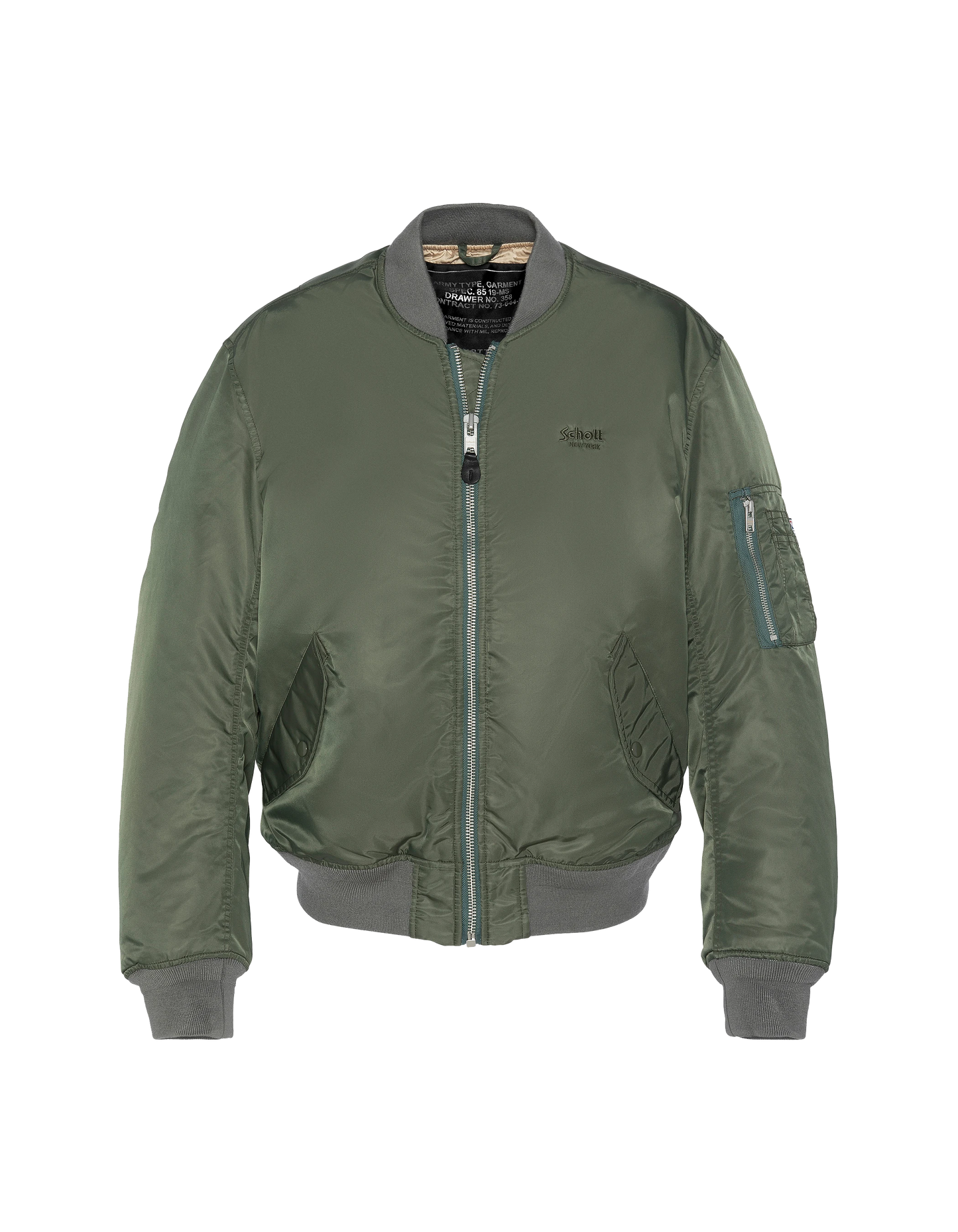 Bomber MA-1 lavé vert en nylon recyclé, coupe confort