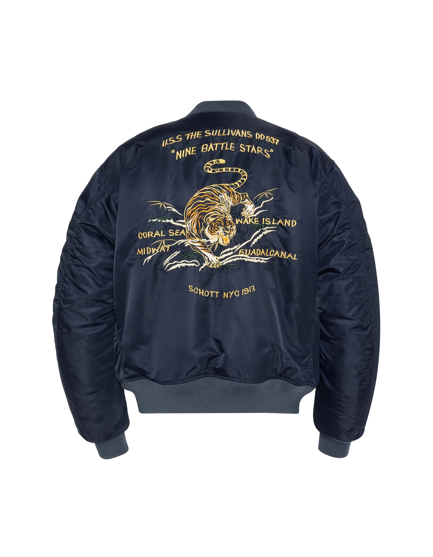 Bomber MA-1 Dark Navy gewaschener Typ Suka in recyceltem Nylon