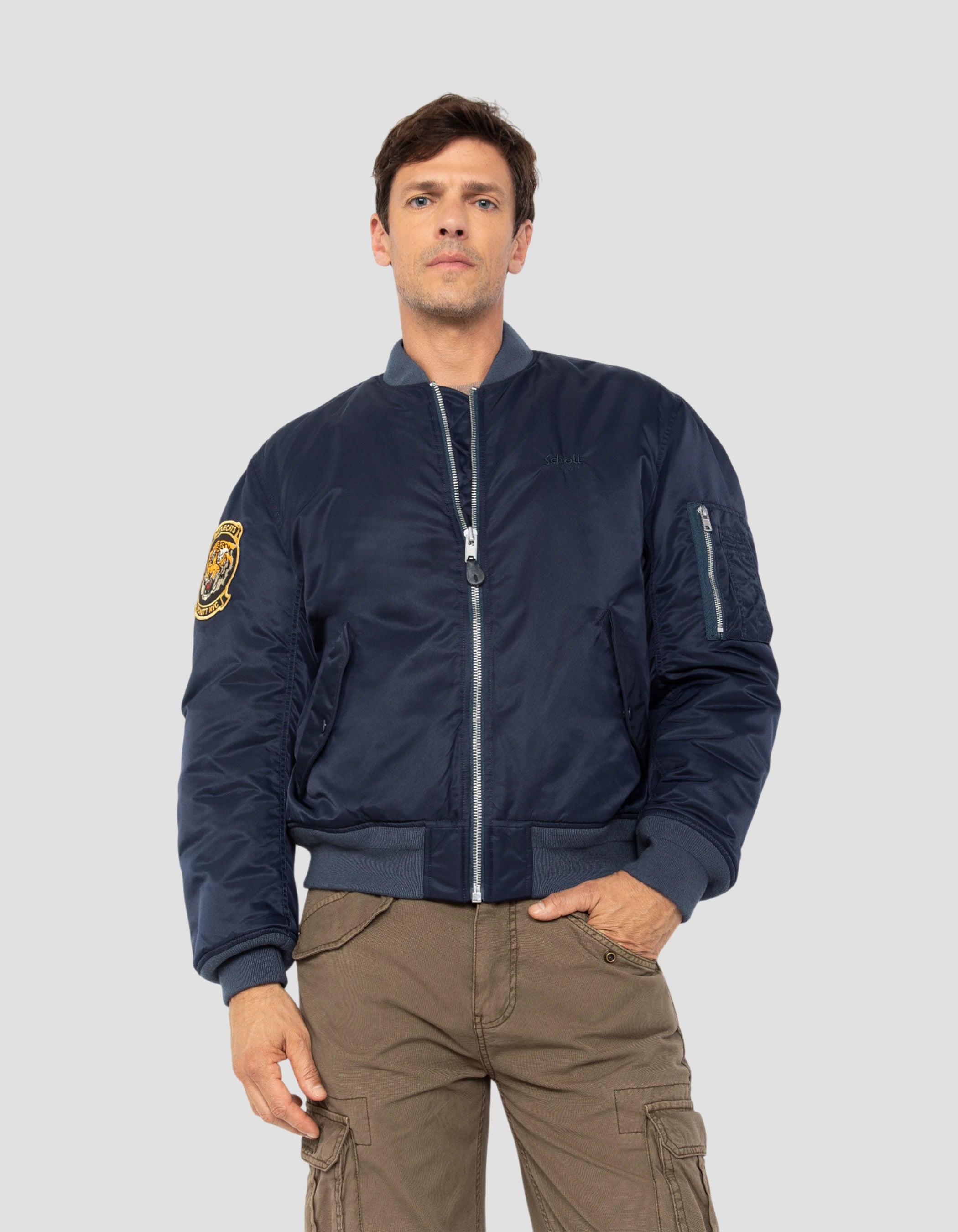 Bomber MA-1 Dark Navy gewaschener Typ Suka in recyceltem Nylon-3