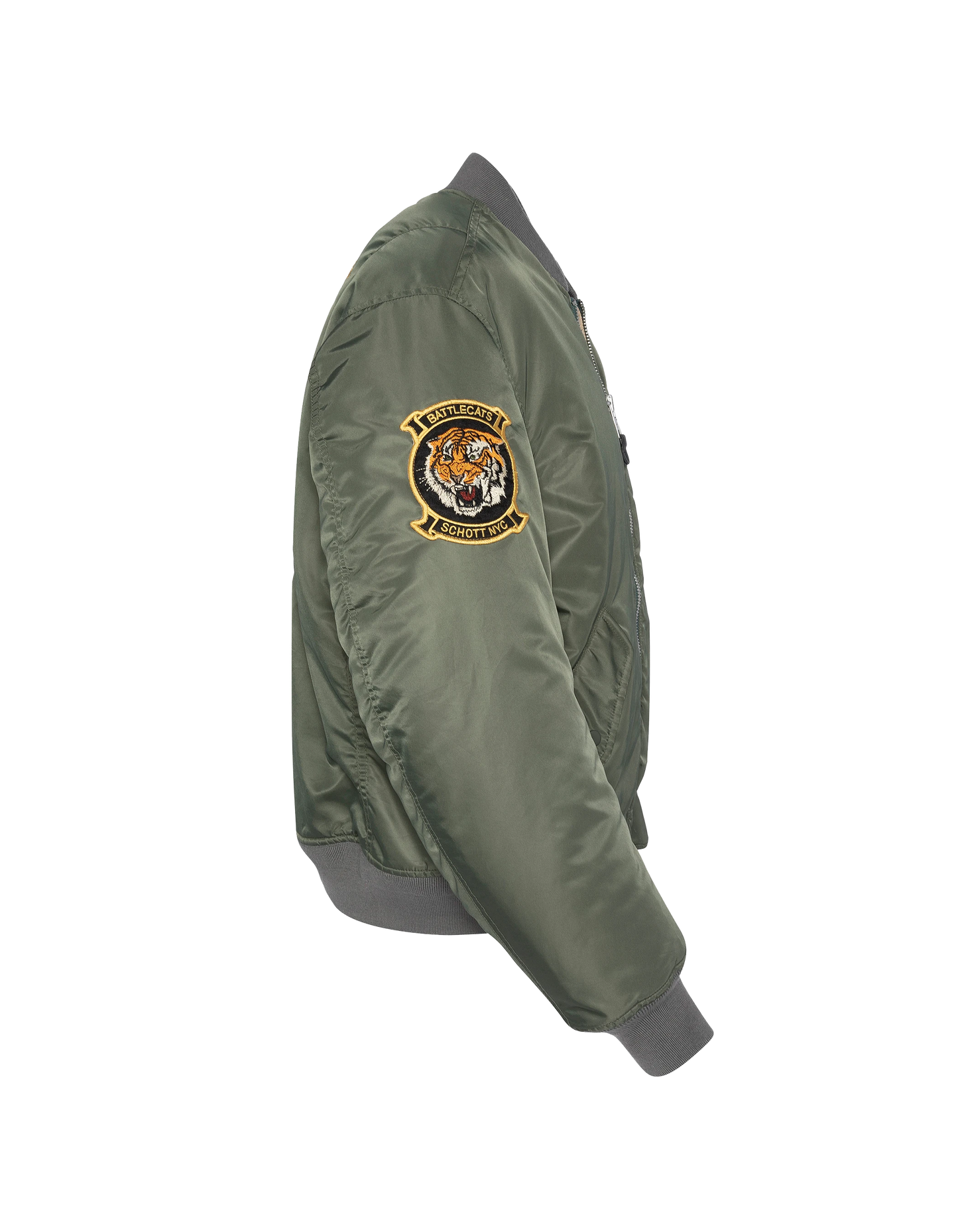 Bomber MA-1 gewaschener grüner Suka in recyceltem Nylon