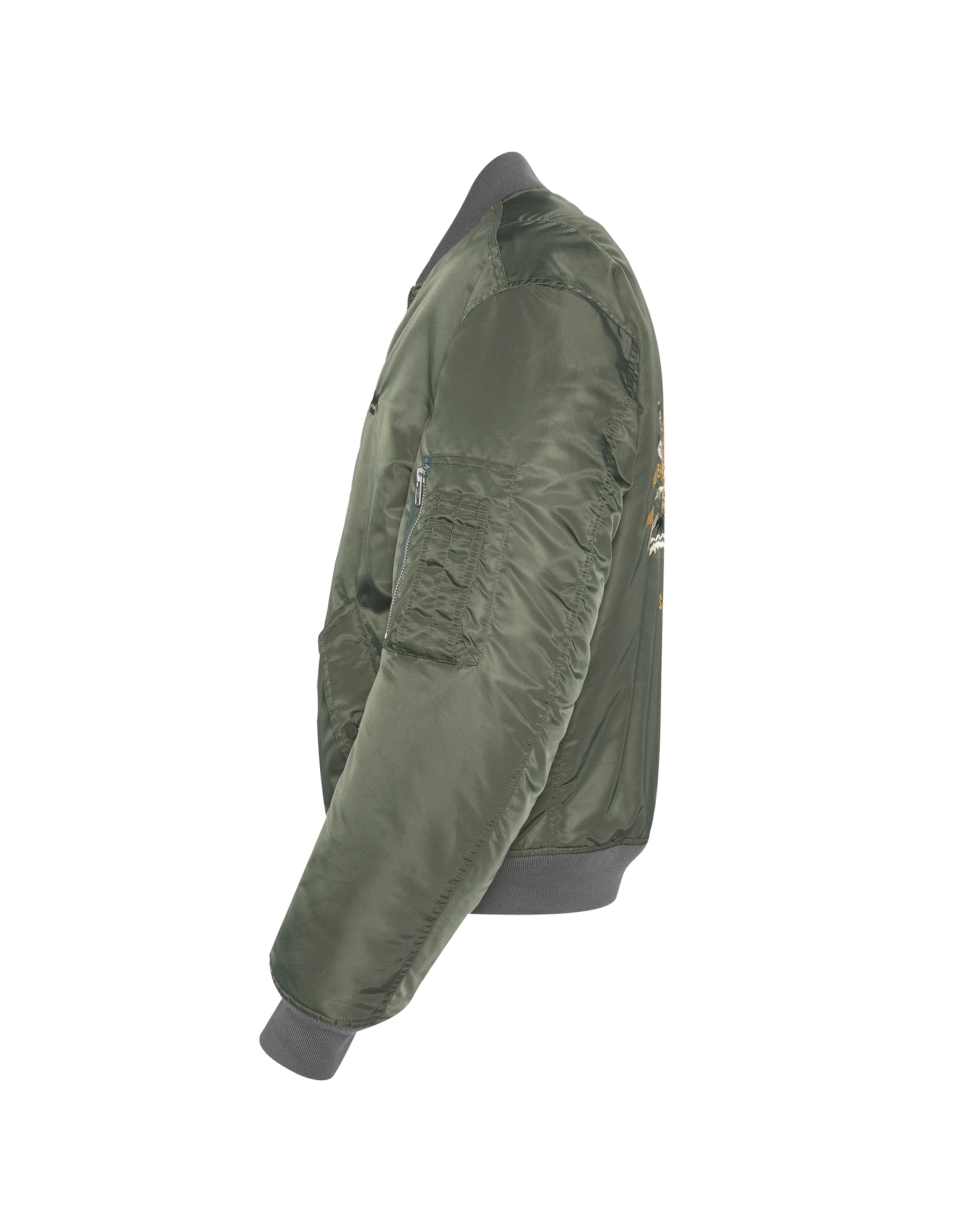 Bomber MA-1 gewaschener grüner Suka in recyceltem Nylon